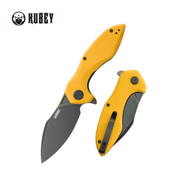 Noble Flipper Folding Knife Yellow G10 Handle 3.15" Blackwash 14C28N KU236N