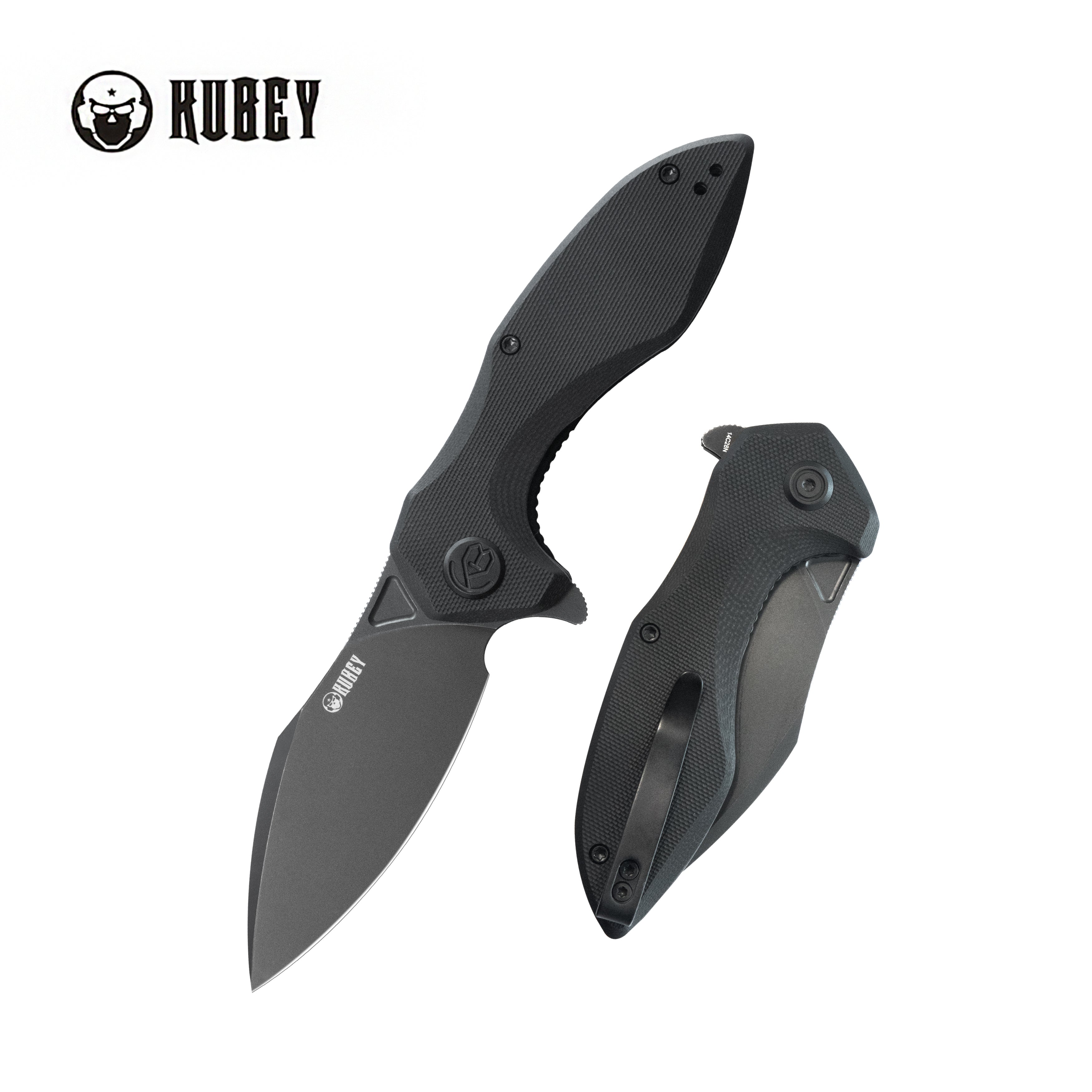 Kubey Noble Flipper Folding Knife Black G10 Handle 3.15" Blackwash 14C28N KU236O