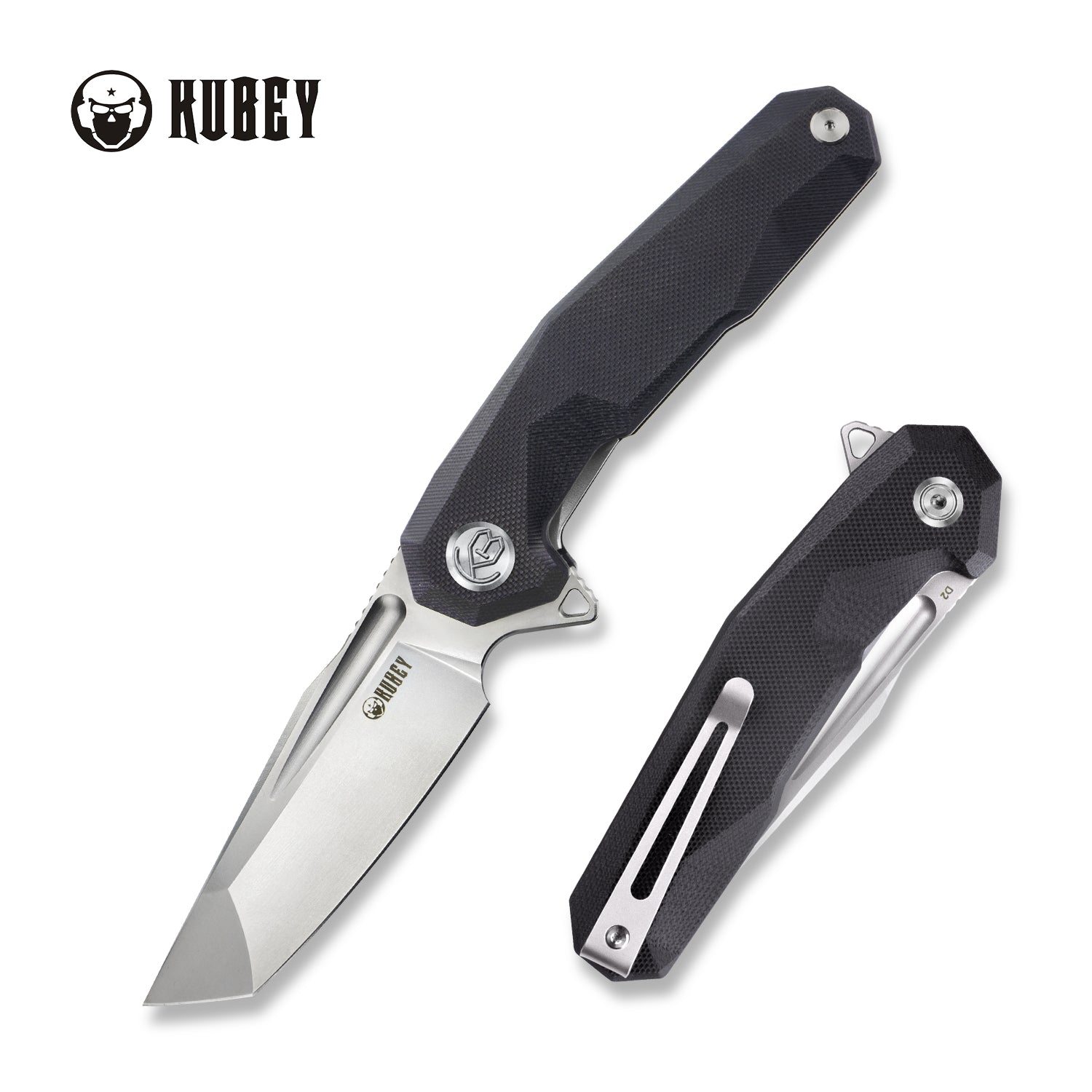 Kubey Carve Nest Liner Lock Tactical Folding Knife Black G10 Handle 3.27'' Sandblast D2 KB237A