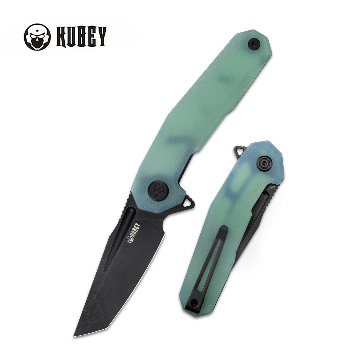 Kubey Carve Liner Lock Tactical Folding Knife Jade G10 Handle 3.27'' AUS-10 KB237F