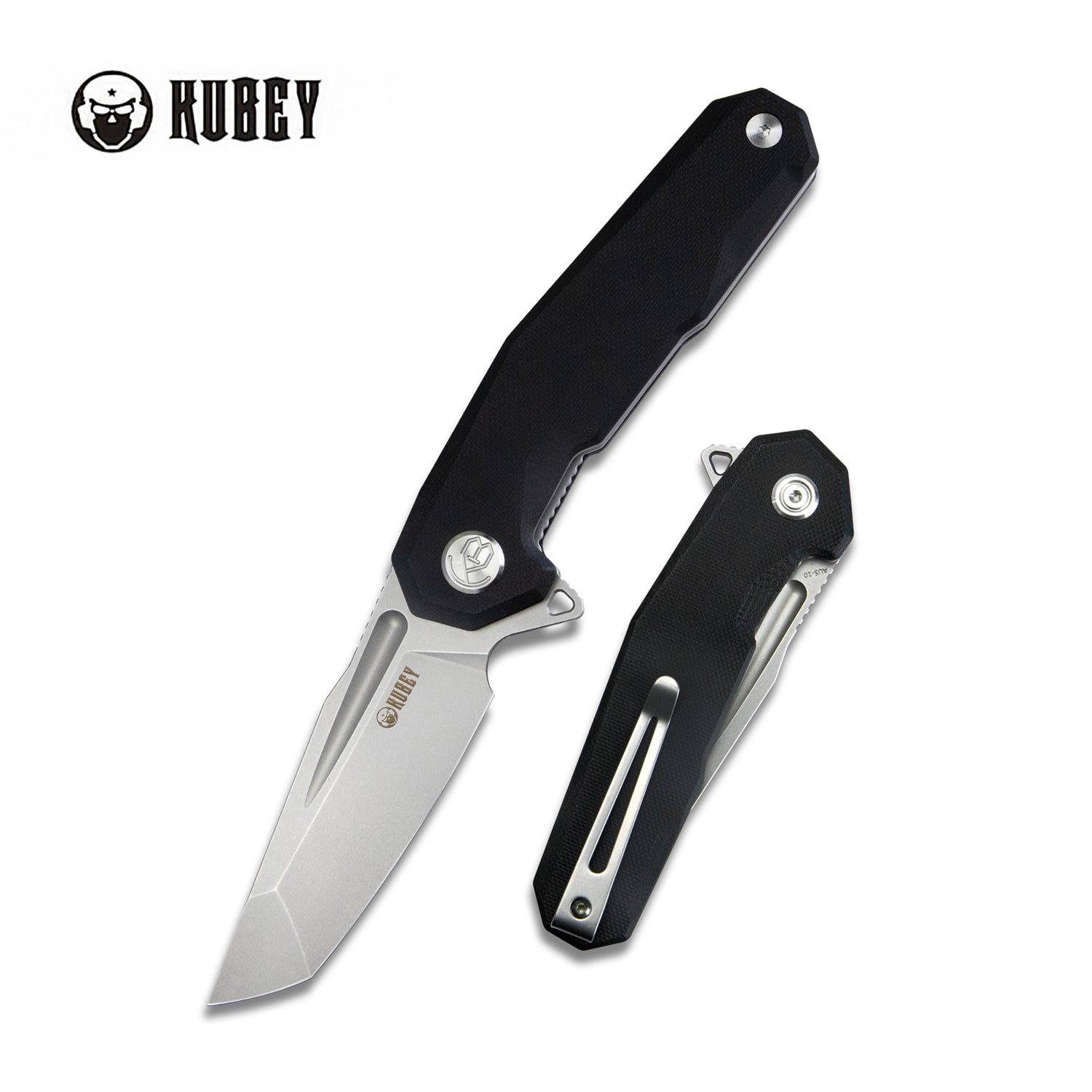 Kubey Carve Liner Lock Tactical Folding Knife Black G10 Handle 3.27''AUS-10 KB237G