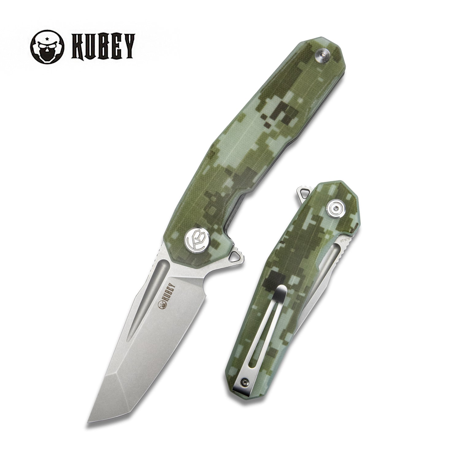 Kubey Carve Liner Lock Tactical Folding Knife Camo G10 Handle 3.27''AUS-10 KB237H