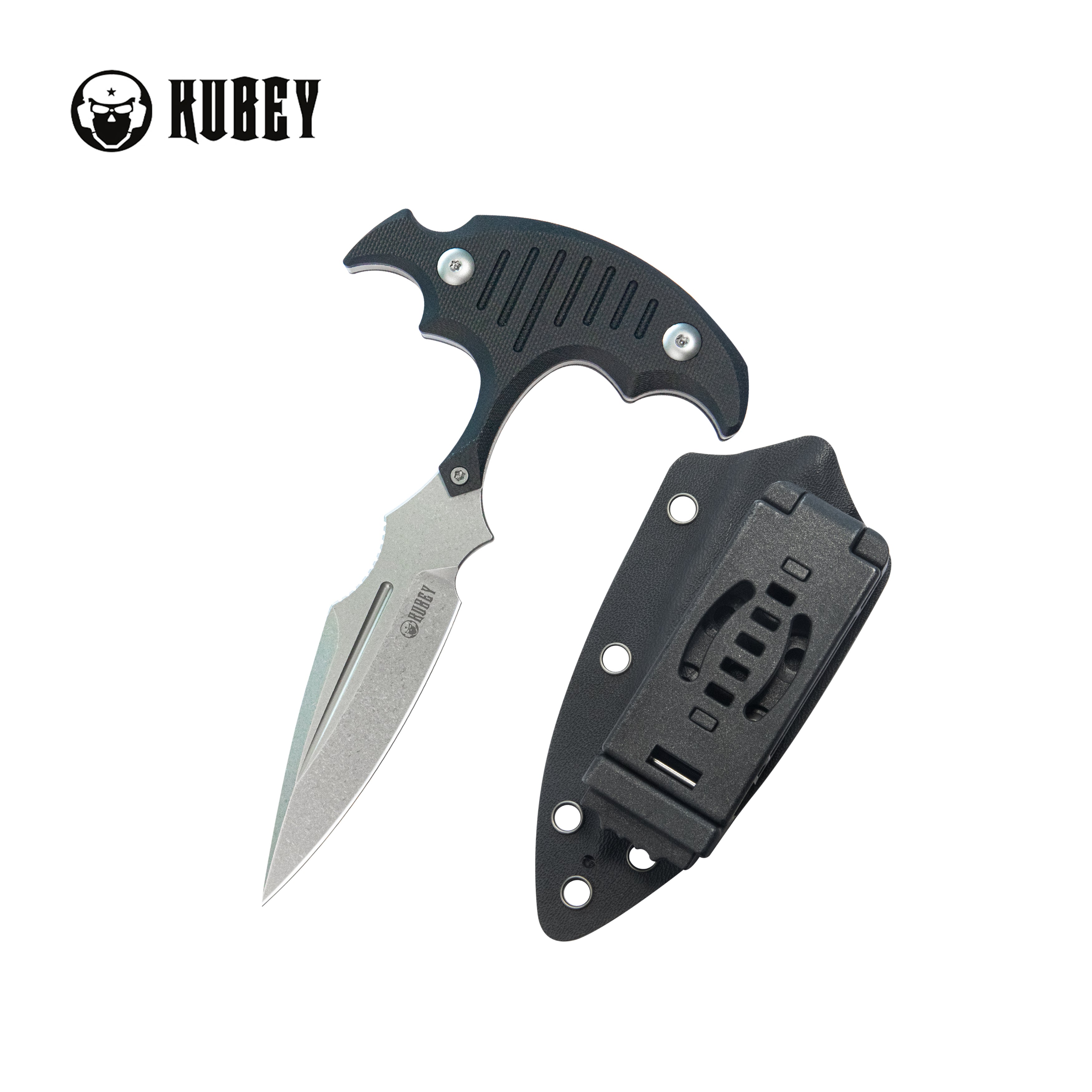 Medusa Push Dagger Fixed Blade Outdoor Knives w/ Kydex Sheath Black G-10 Beadblast 14C28N KU242A