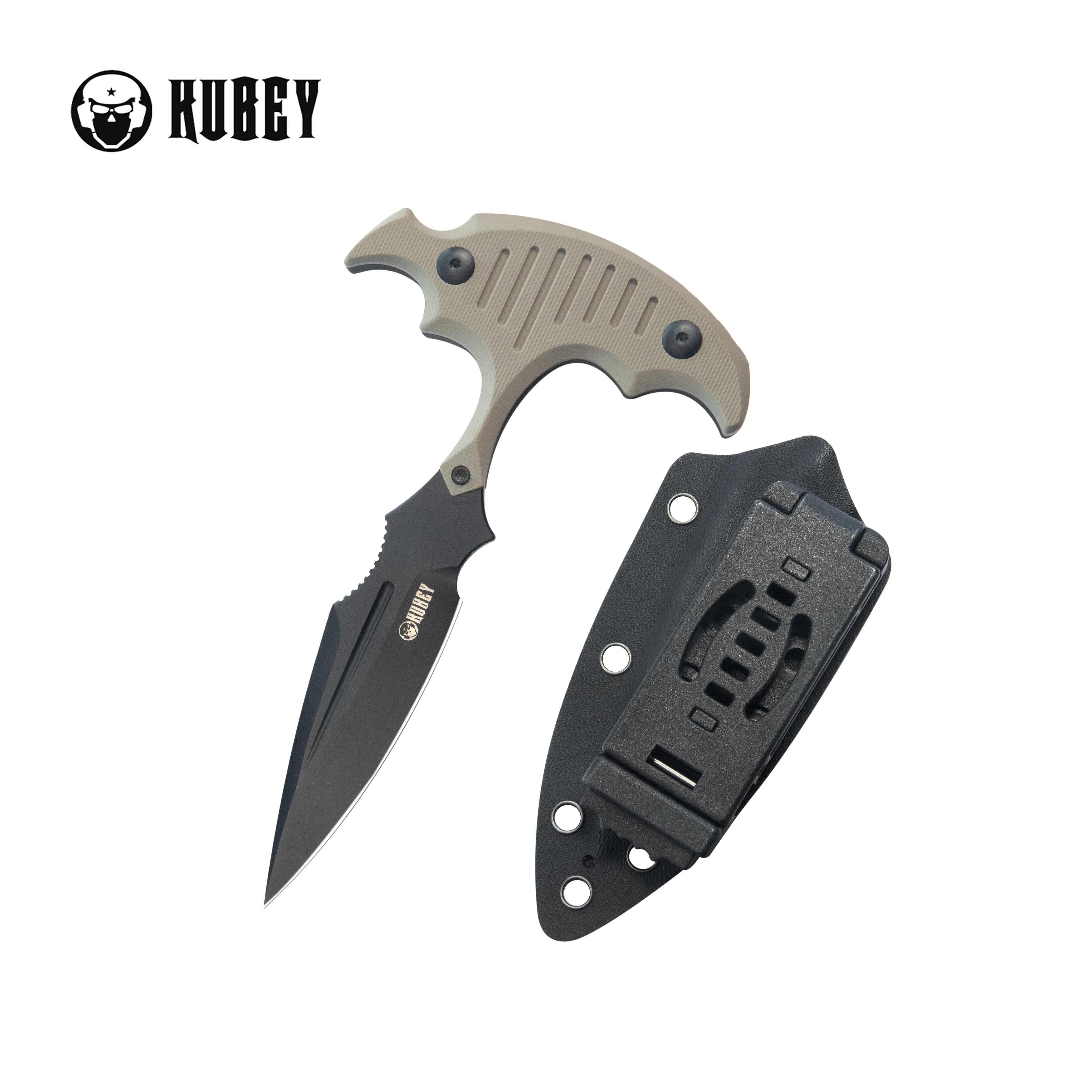 Medusa Push Dagger Fixed Blade Outdoor Knives w/ Kydex Sheath Tan G-10 Black Coating 14C28N KU242E