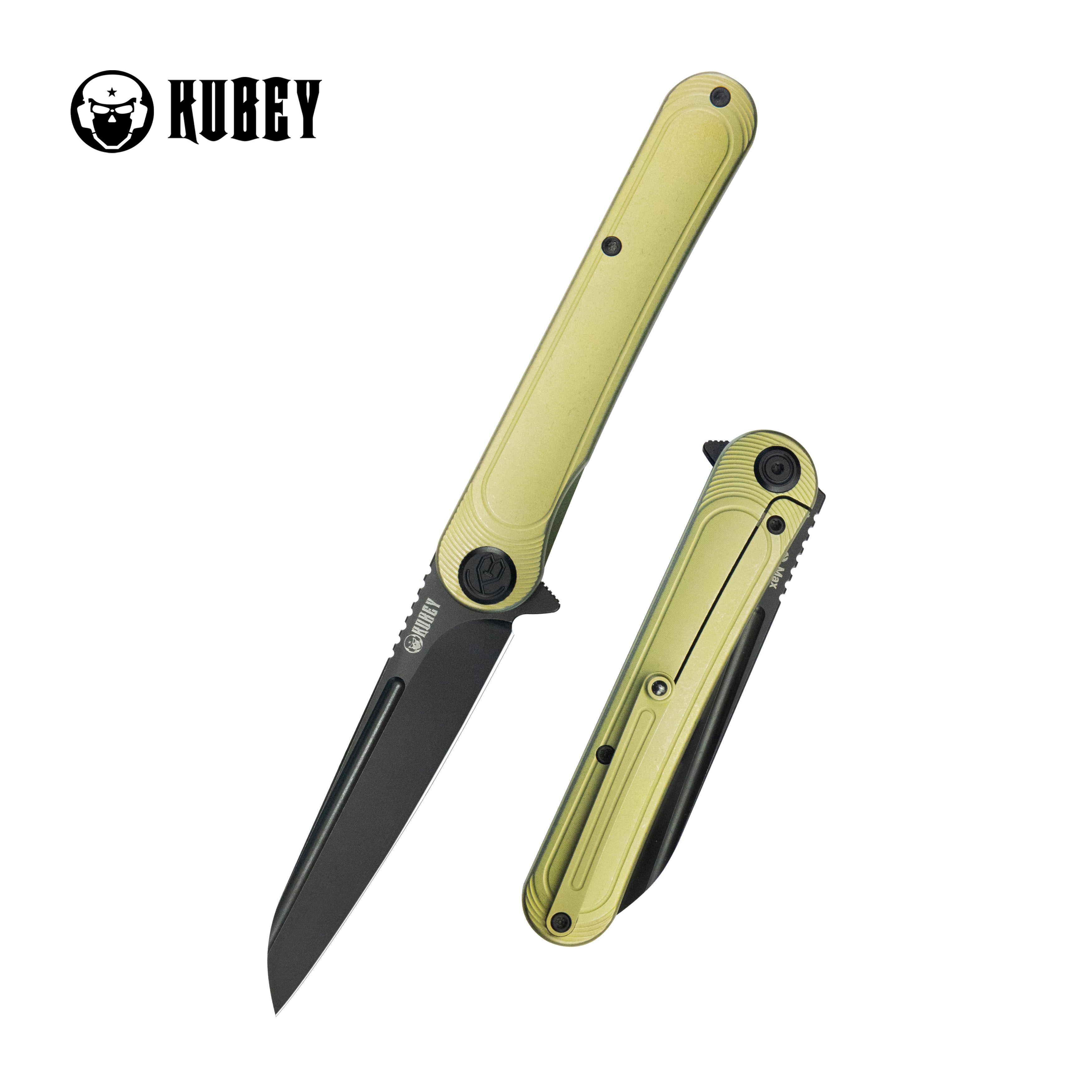 Dandy Frame Lock Gentlemans Pocket Folding Knife Anodized Gold Ti Handle 3.94" Blackwash S90V KB247E