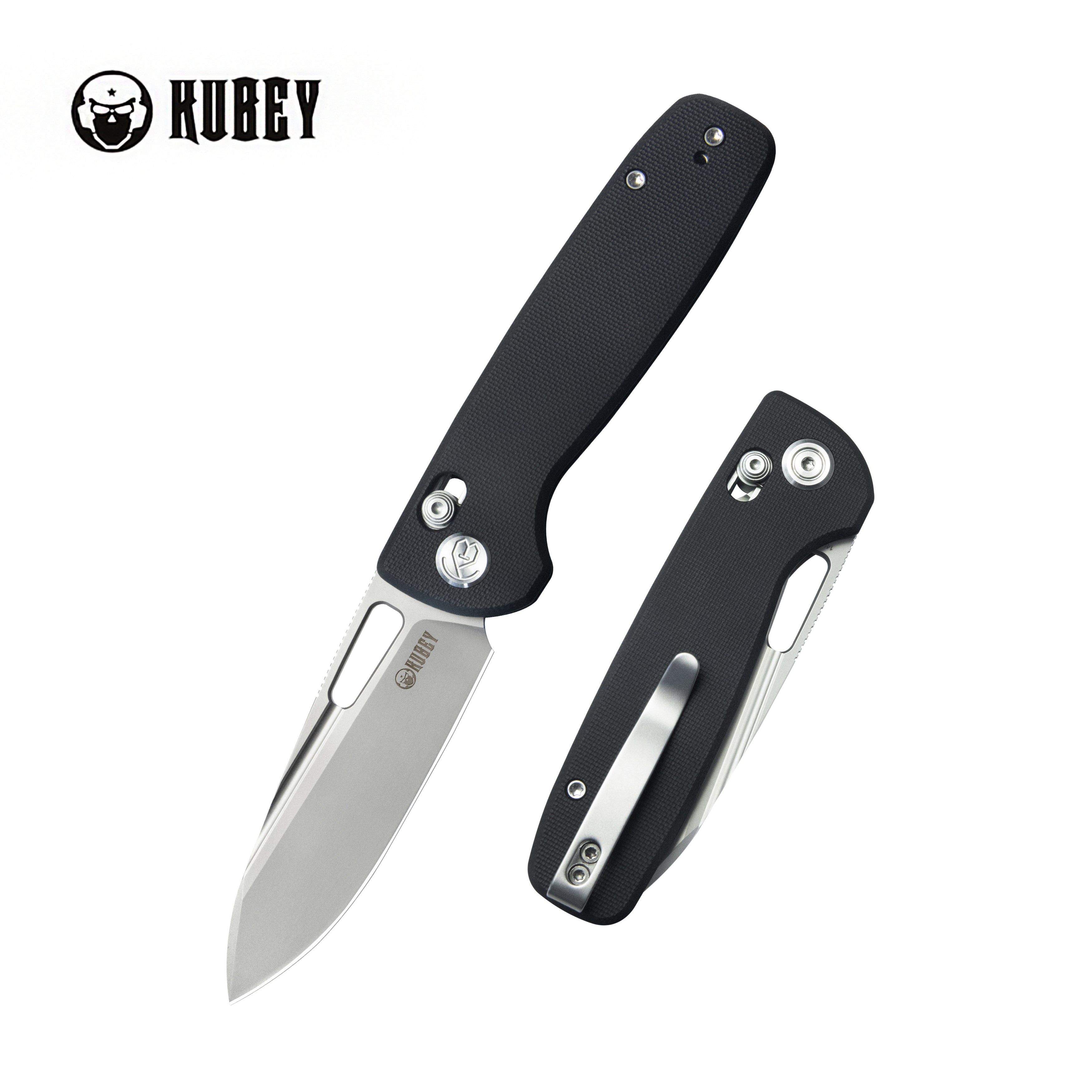 Kubey Bluff Axis lock Everyday Carry Folding Knife Black G10 Handle 3.19" Sandblast 14C28N KU248D