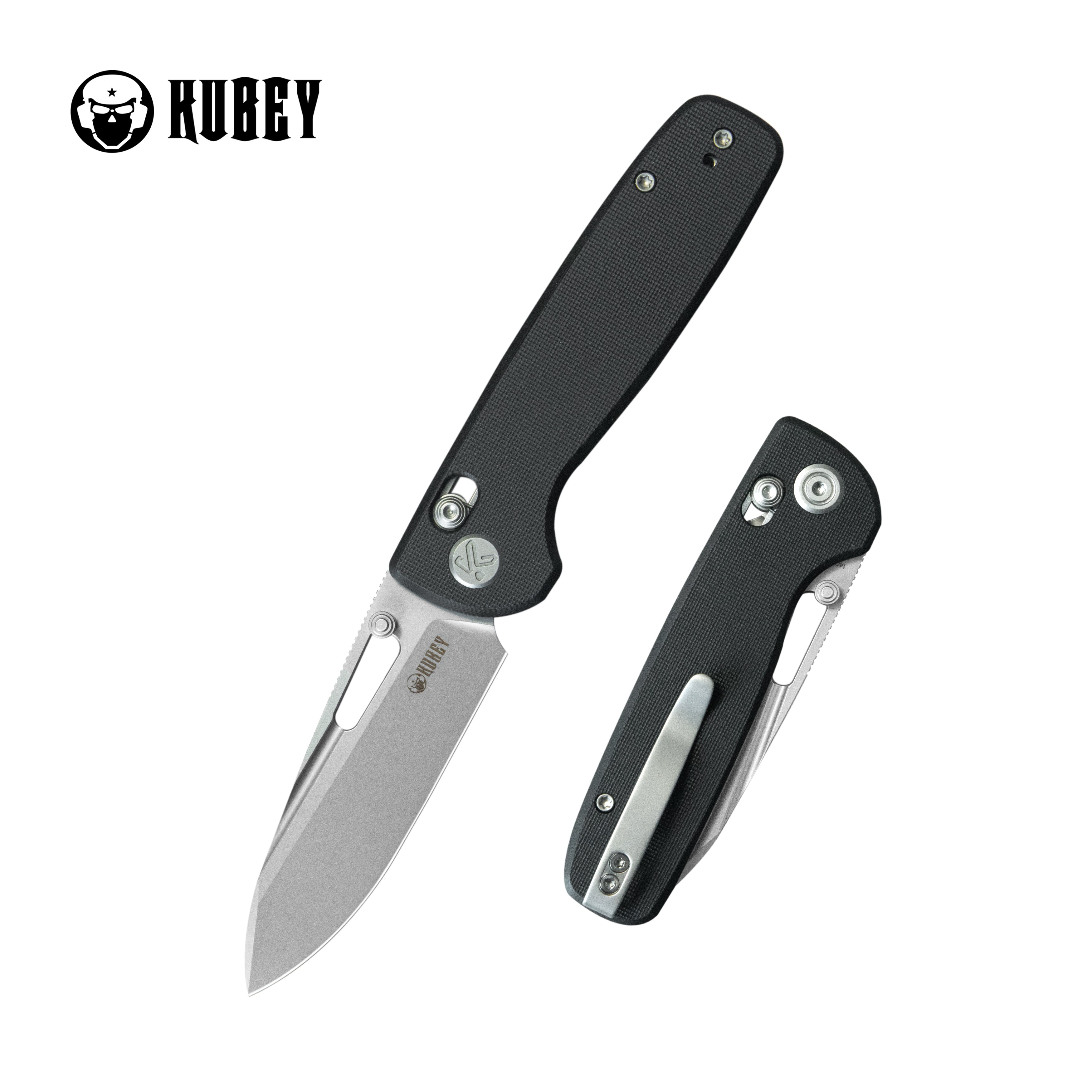 Kubey Bluff Axis lock Everyday Carry Folding Knife Black G10 Handle 3.19" Sandblast 14C28N KU248F