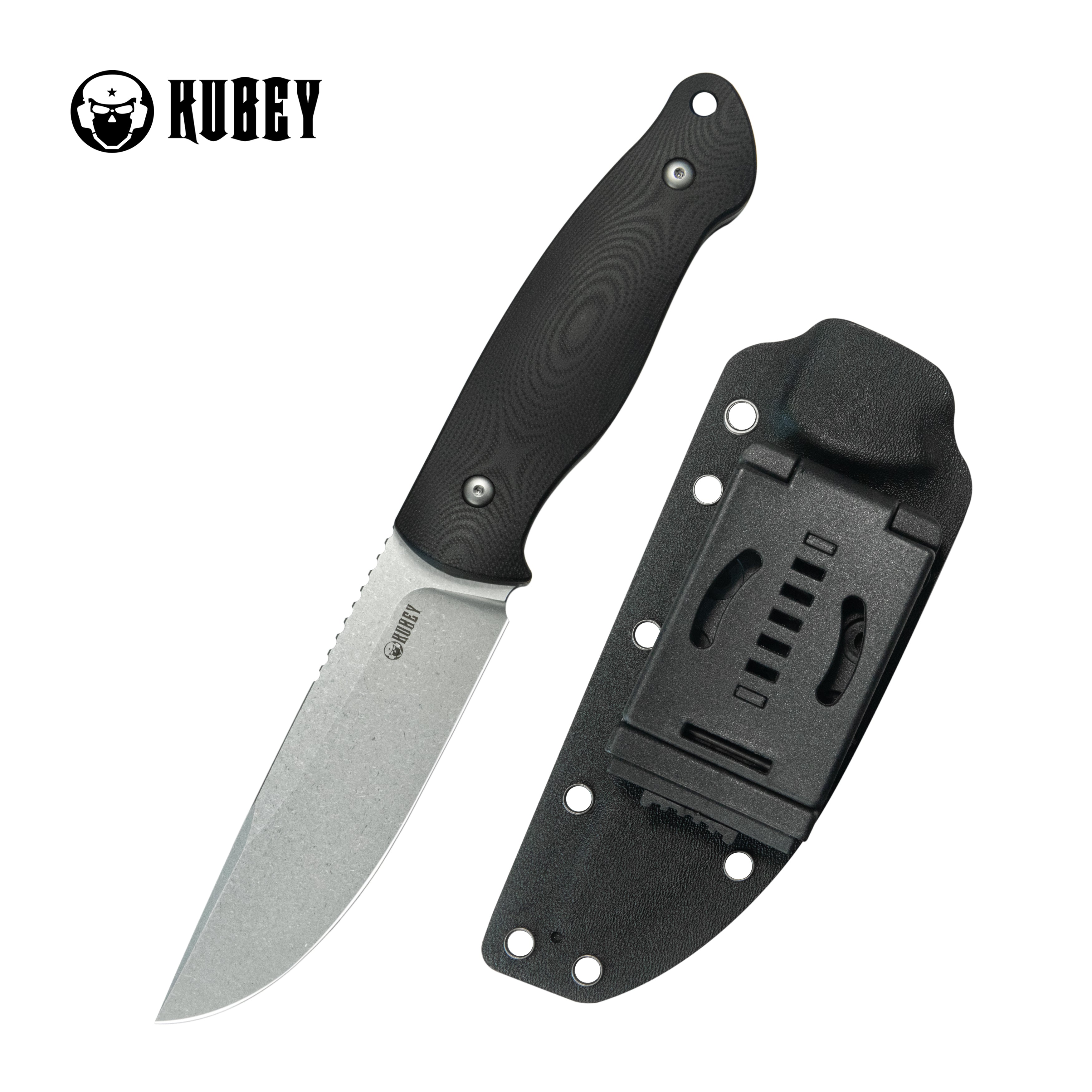 Kubey Eskoria Fixed Blade Knife Black G-10 Handle 5.11" Beadblast 14C28N Blade KU268A