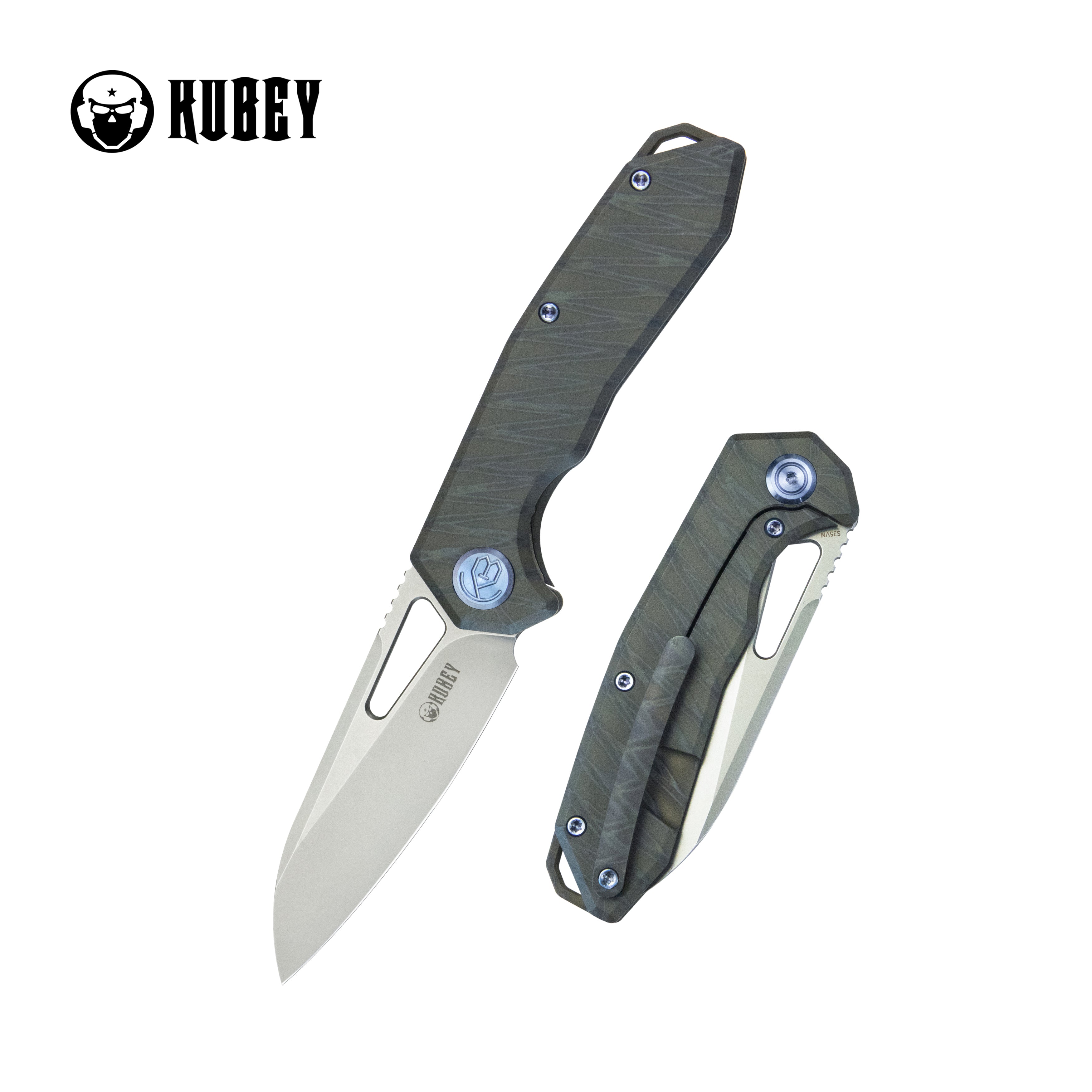 Vagrant Frame Lock Folding Pocket Knife Flame 6AL4V Titanium Handle 2.95" Bead Blasted CPM-S35VN KB284E