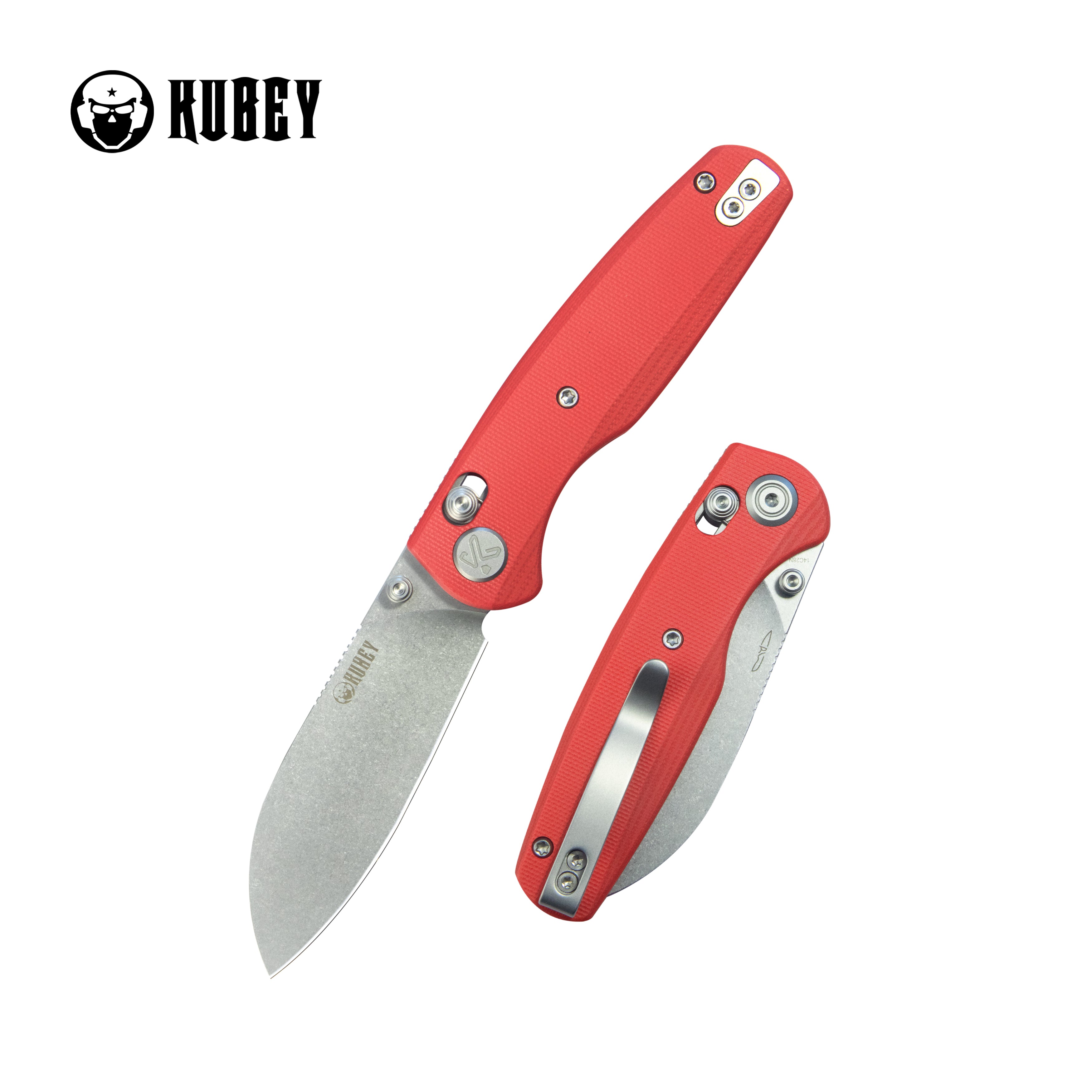 Kubey Breeze Every Carry Pocket Knife Crossbar Lock Red G10 Handle 3.03" Stonewash 14C28N Blade KU288B