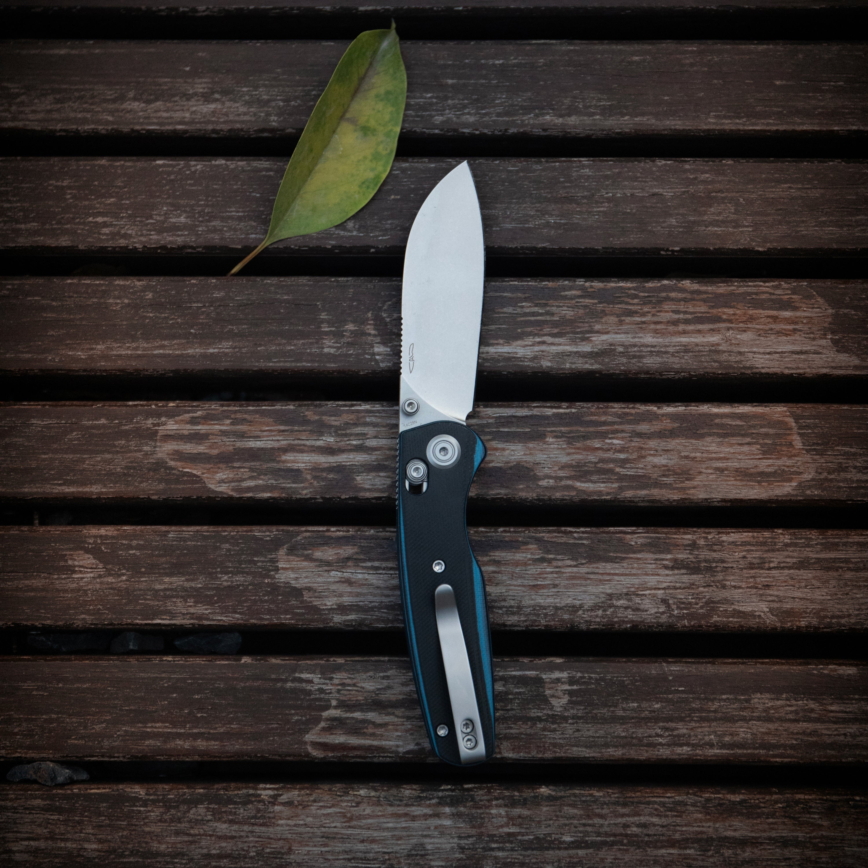 Kubey Breeze Every Carry Pocket Knife Crossbar Lock Black Blue G10 Handle 3.03" Stonewash 14C28N Blade KU288D