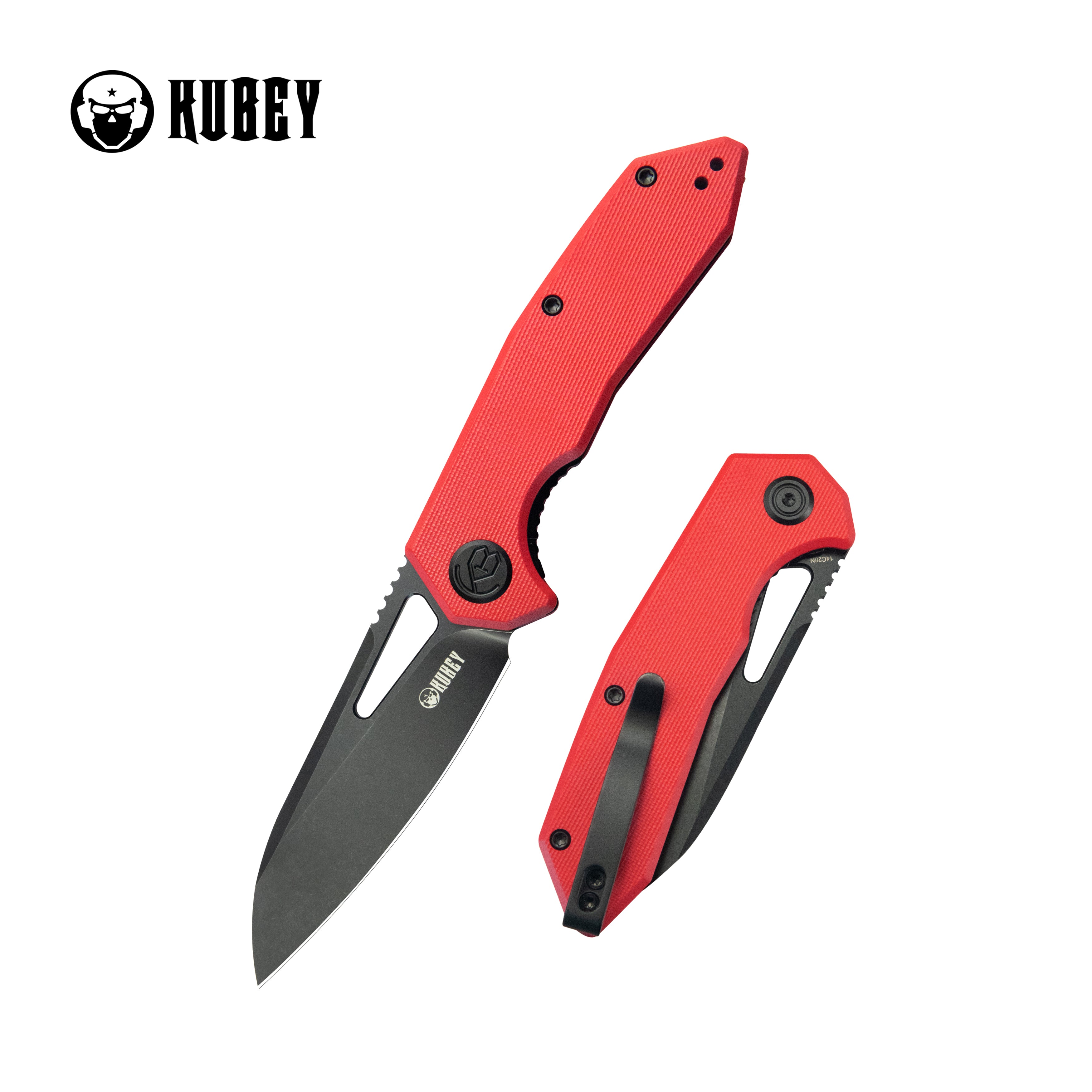 Kubey Vagrant Liner Lock Folding Knife Red G10 Handle 3.1" Blackwash 14C28N KU291K