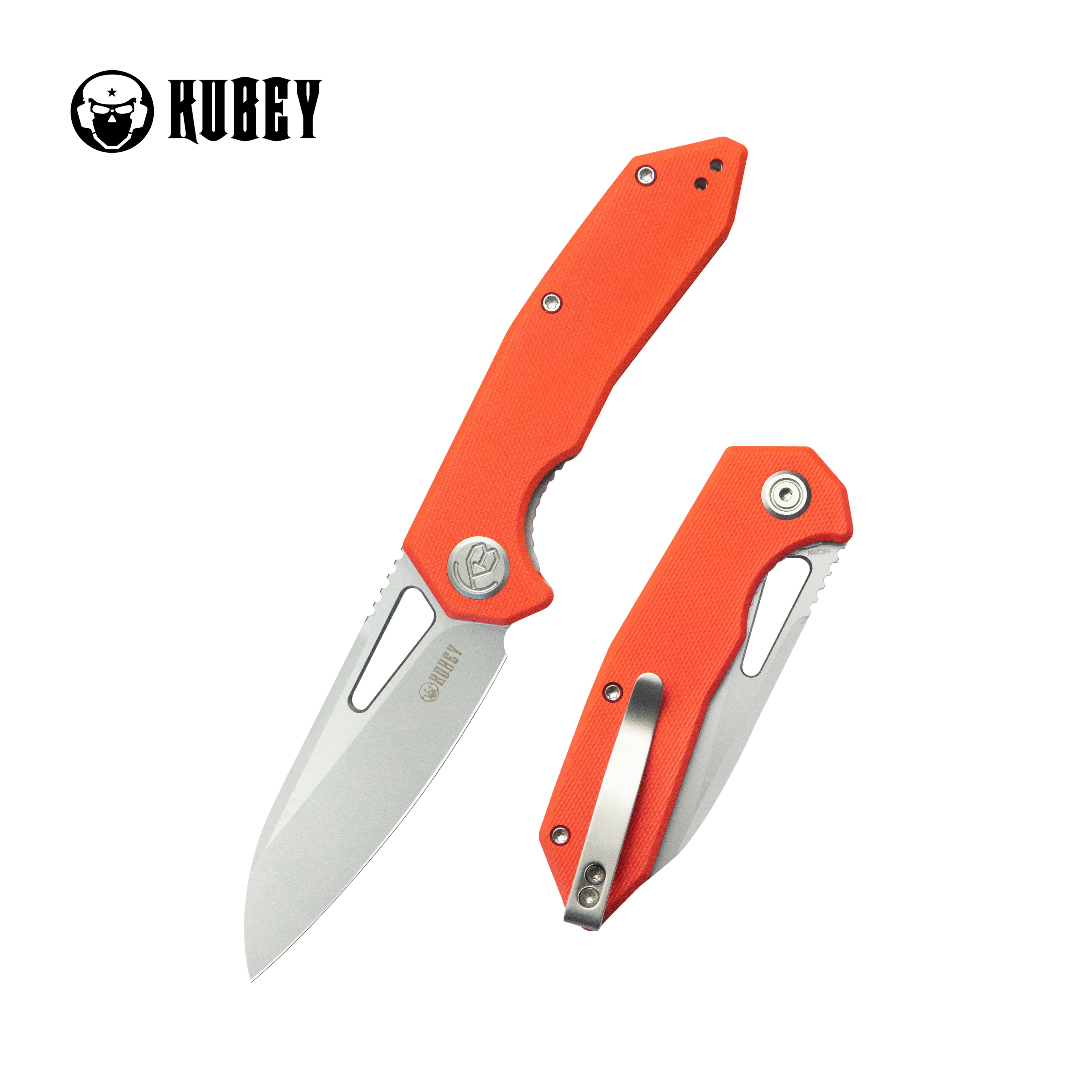 Kubey Vagrant Liner Lock Folding Knife Orange G10 Handle 3.1" Sandblast 14C28N KU291L