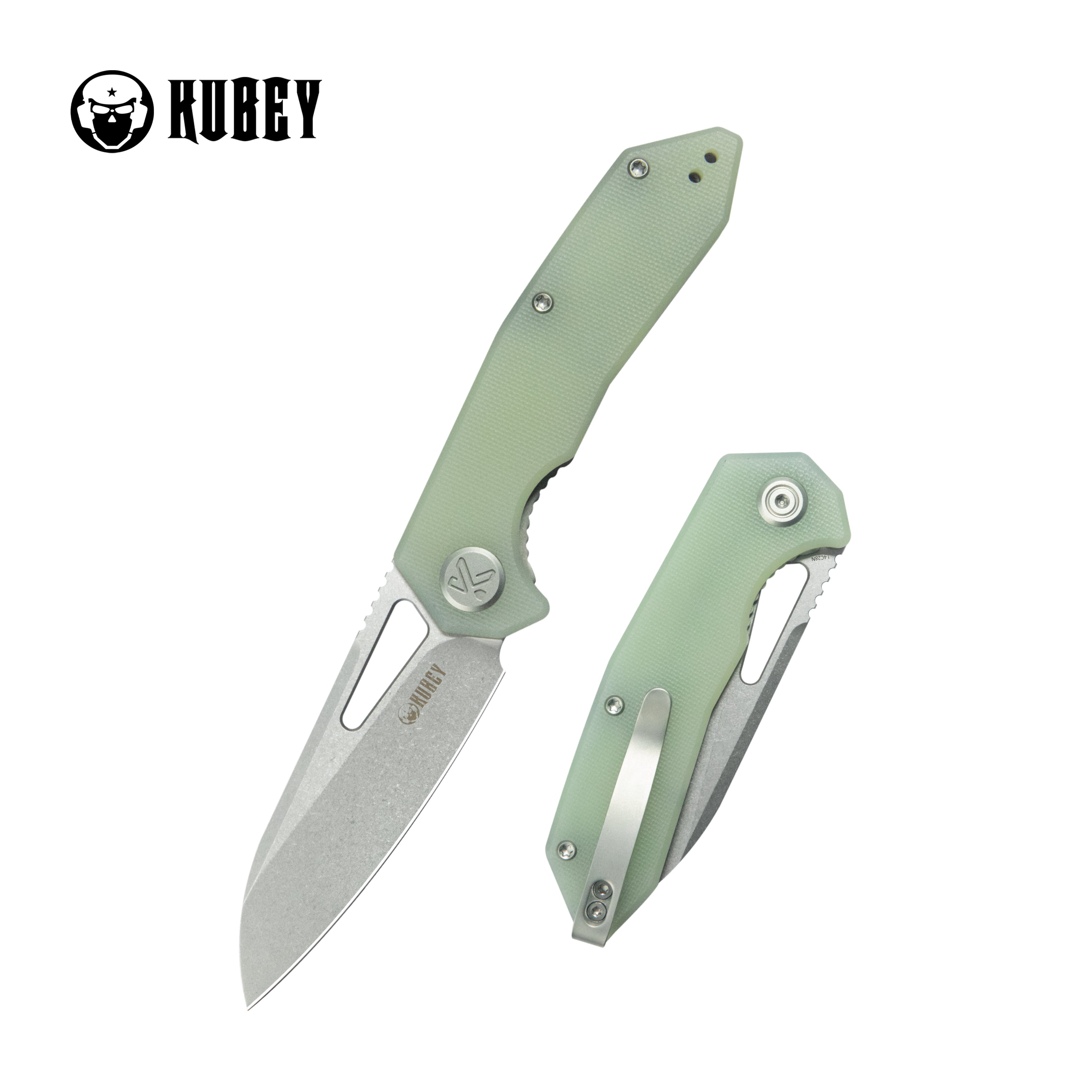 Kubey Vagrant Liner Lock Folding Knife Jade G10 Handle 3.1