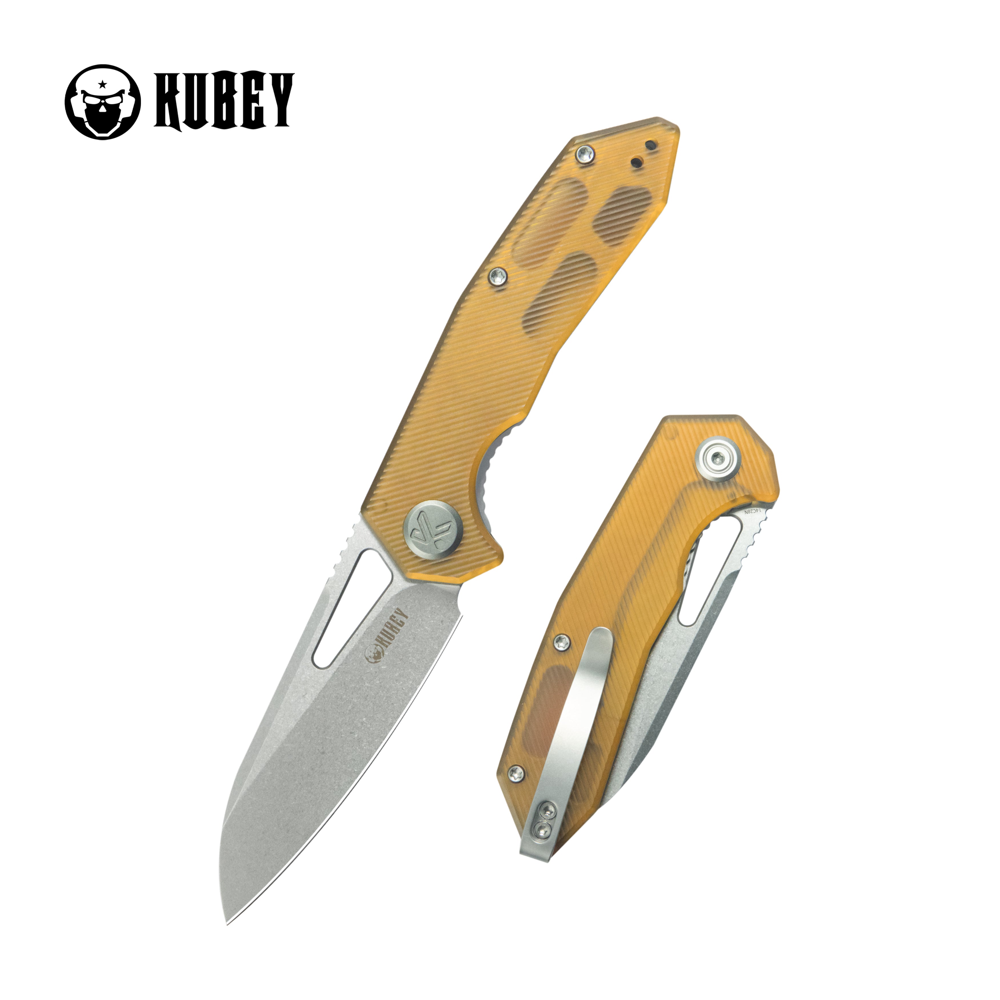 Kubey Vagrant Liner Lock Folding Knife Ultem Handle 3.1" Beadblast 14C28N KU291Q