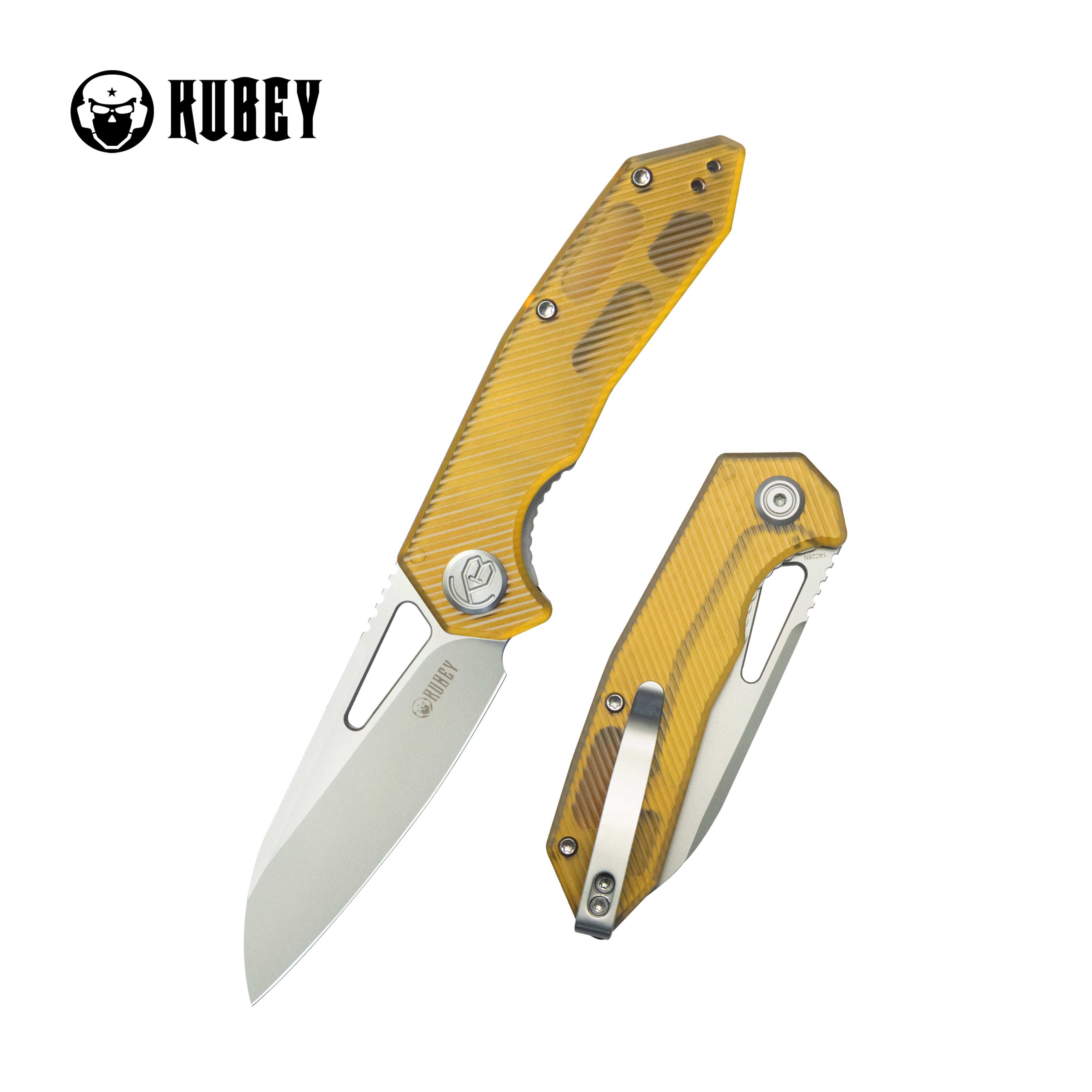 Kubey Vagrant Liner Lock Folding Knife Ultem Handle 3.1" Sandblast 14C28N KU291Q