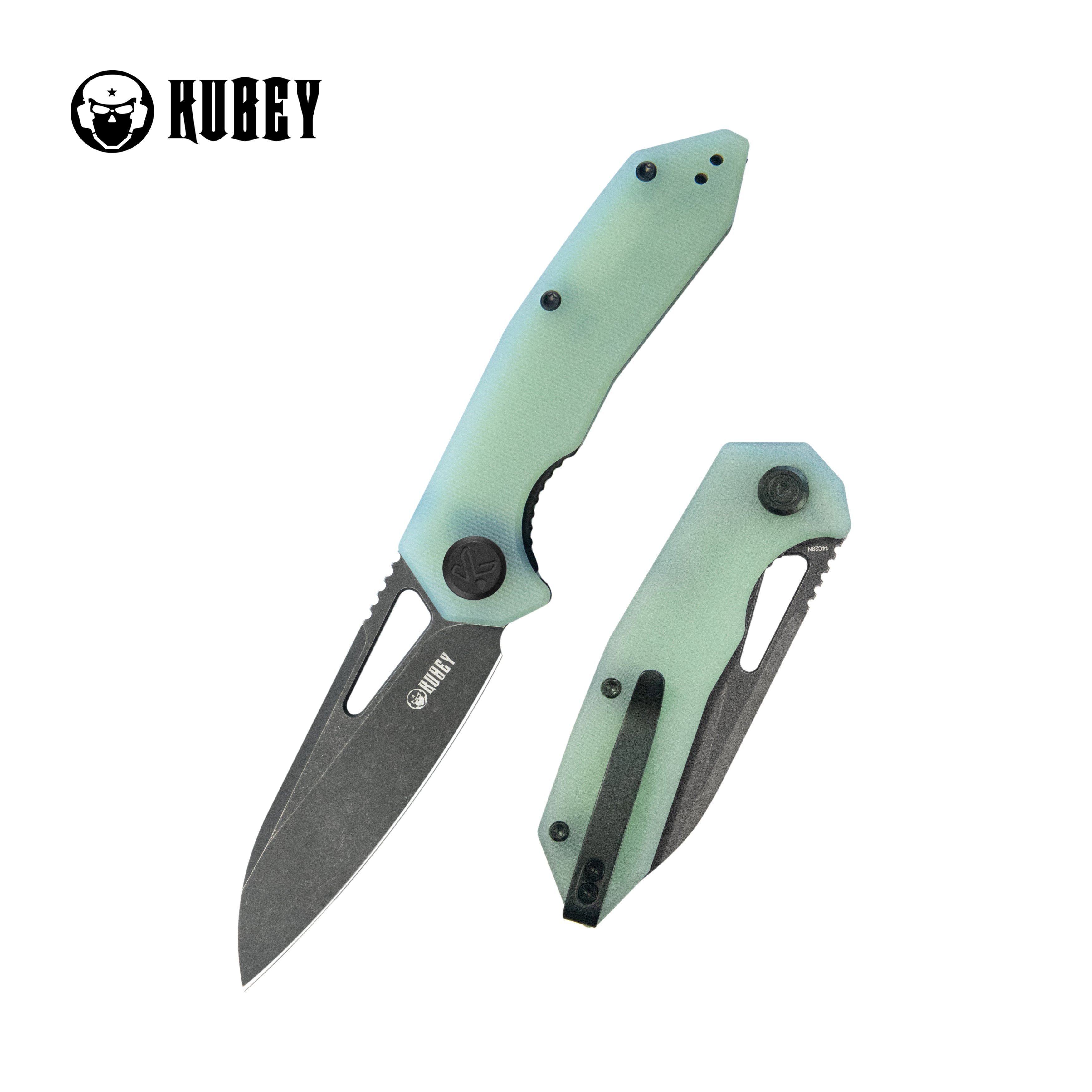 Kubey Vagrant Liner Lock Folding Knife Jade G10 Handle 3.1