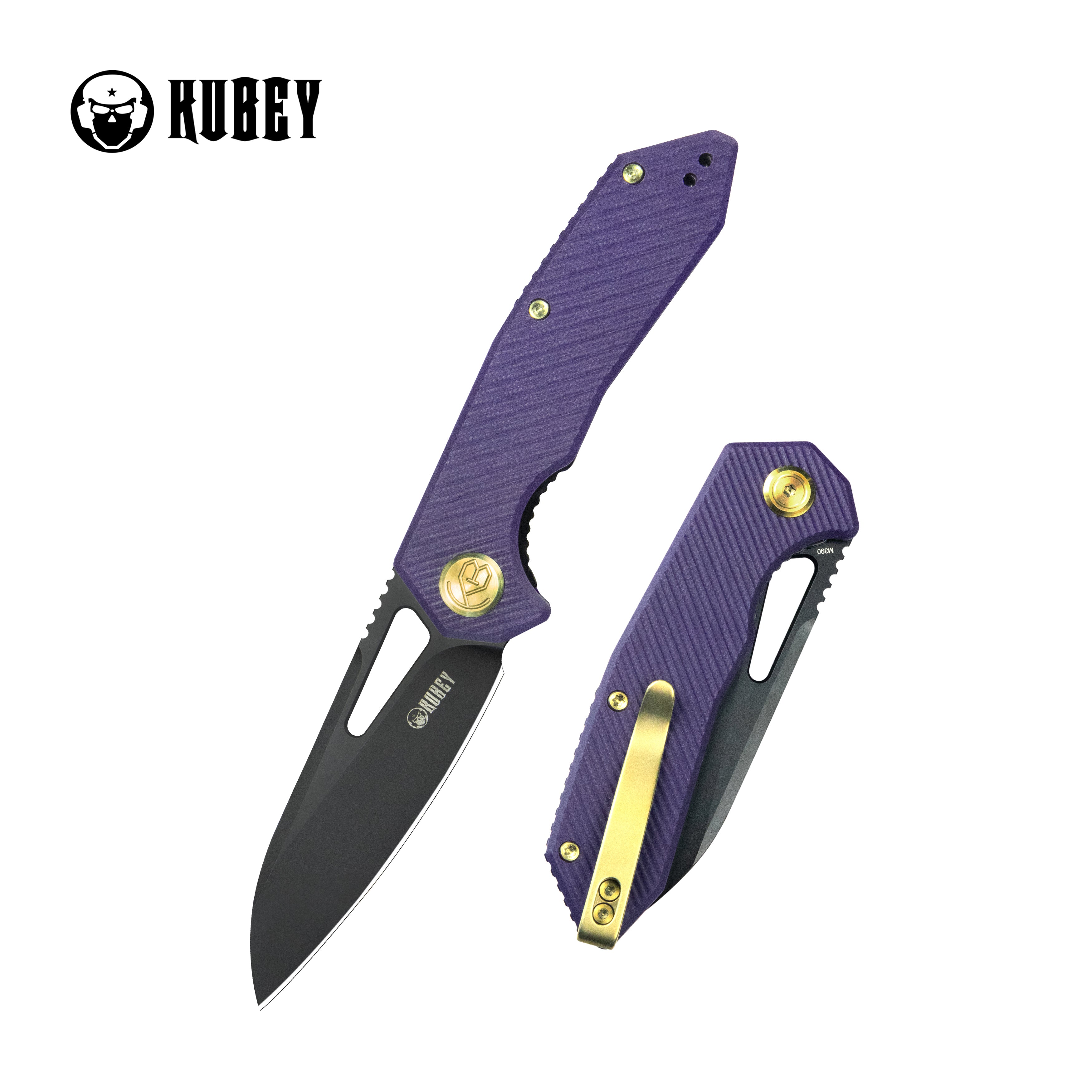 Kubey Vagrant Liner Lock EDC Folding Knife Purple G10 Handle 3.15 inch Blackwash M390 KB291W