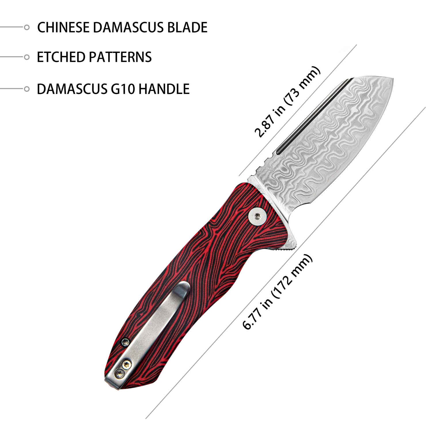 Creon Button Damascus Red Black KU336B