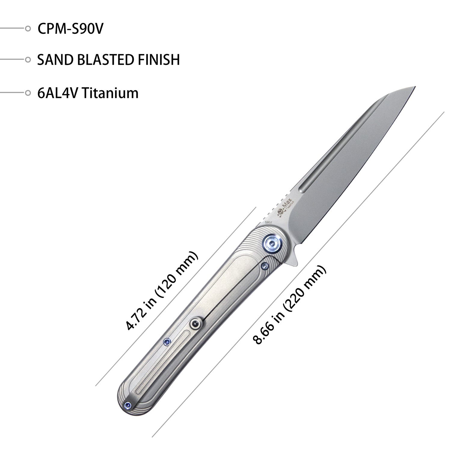 Dandy Frame Lock Gentlemans Pocket Folding Knife Original Ti Handle 3.94" Sandblasted S90V KB247C