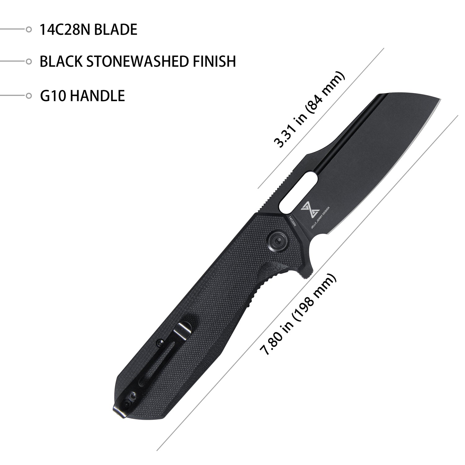 Atlas Nest Liner Lock Folding Knife Black G10 Handle 3.31" Dark Stonewashed 14C28N KU328C