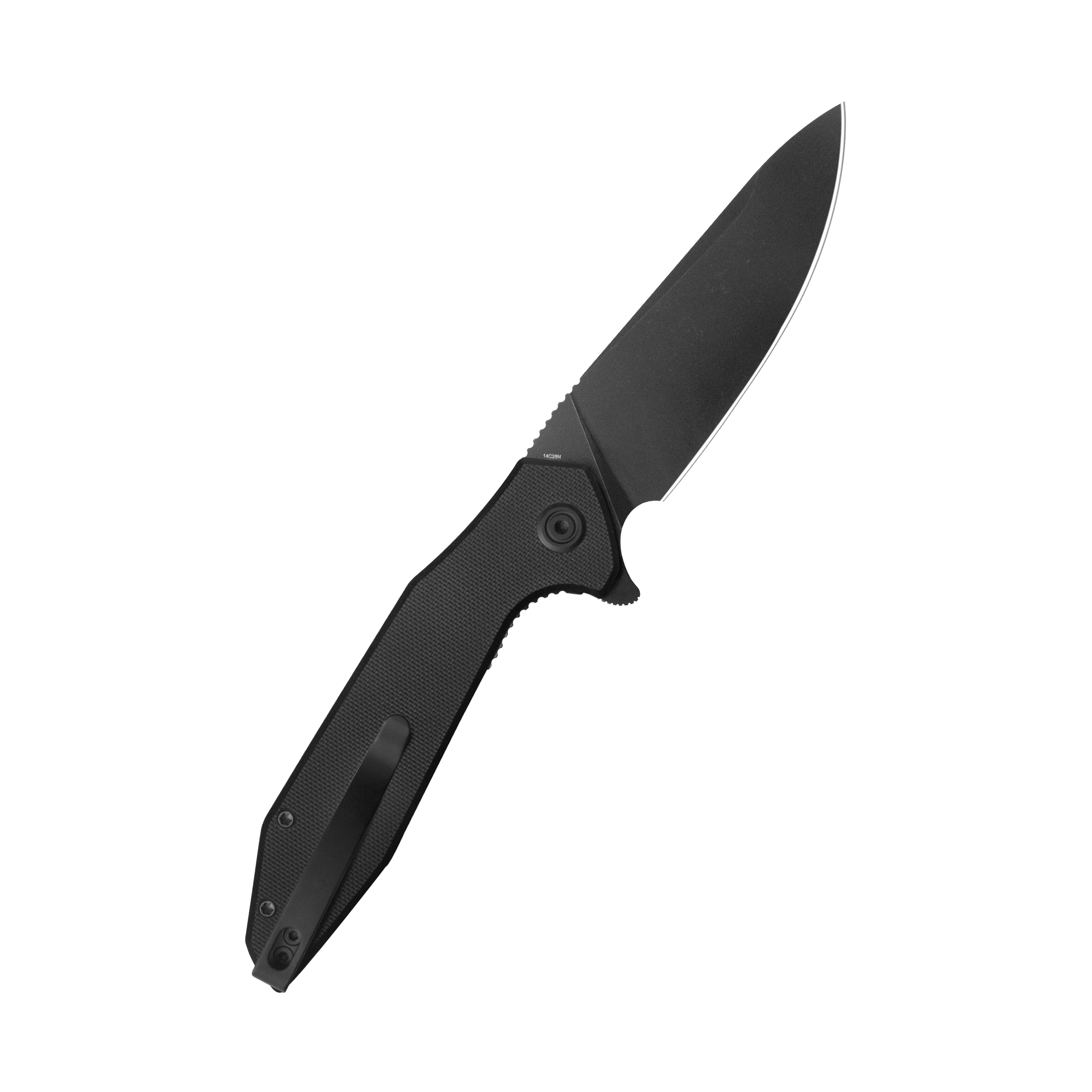 Kubey Nova Liner Lock Flipper Folding Pocket Knife Black G-10 Handle Blackwash 14C28N KU117Q