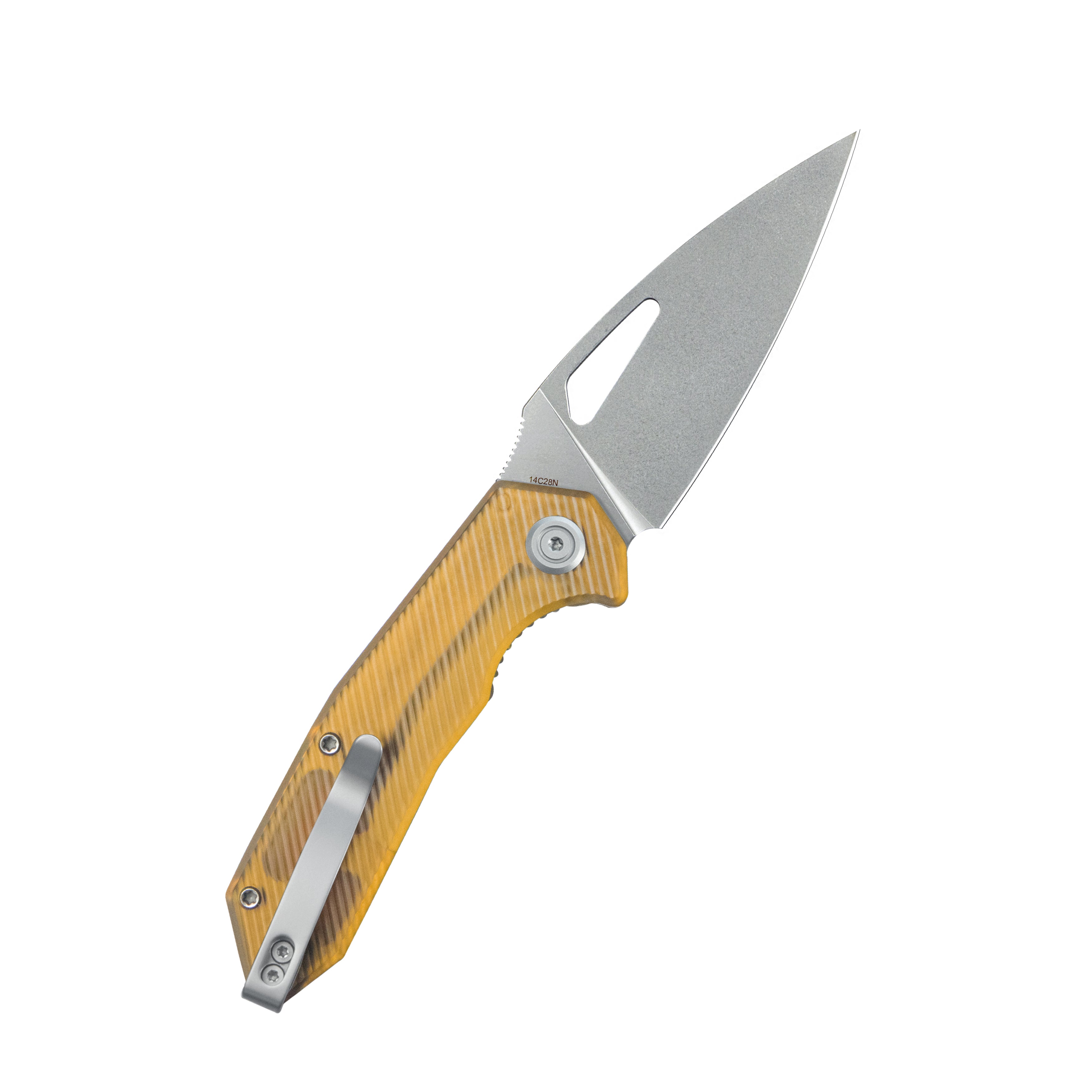 Kubey Coeus Liner Lock Thumb Open Folding Knife Ultem Handle Outdoor Knives 3.11" Bead Blasted 14C28N KU122S