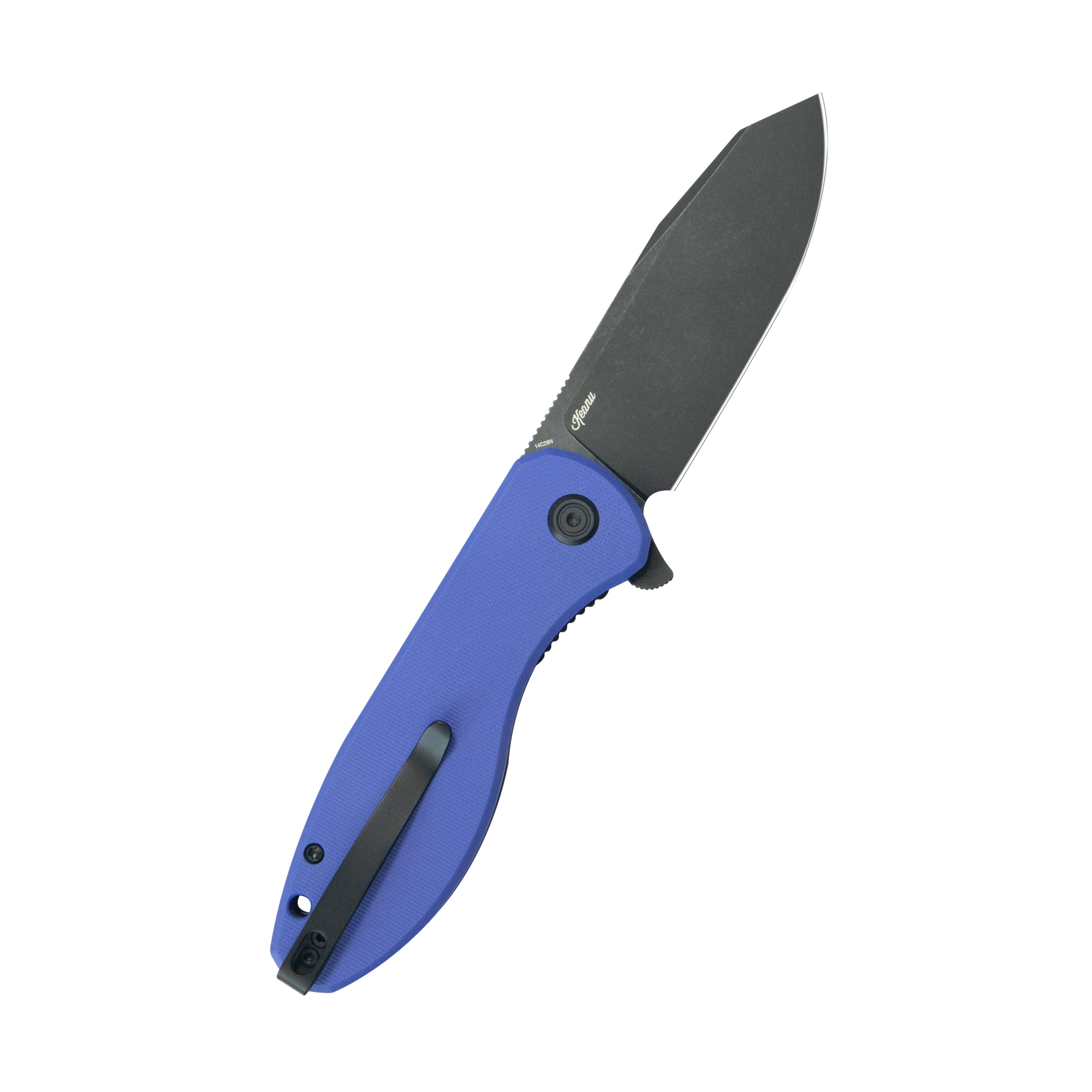 Master Chief Outdoor Folding Pocket Knife Blue G10 Handle 3.43" Blackwash 14C28N KU358P