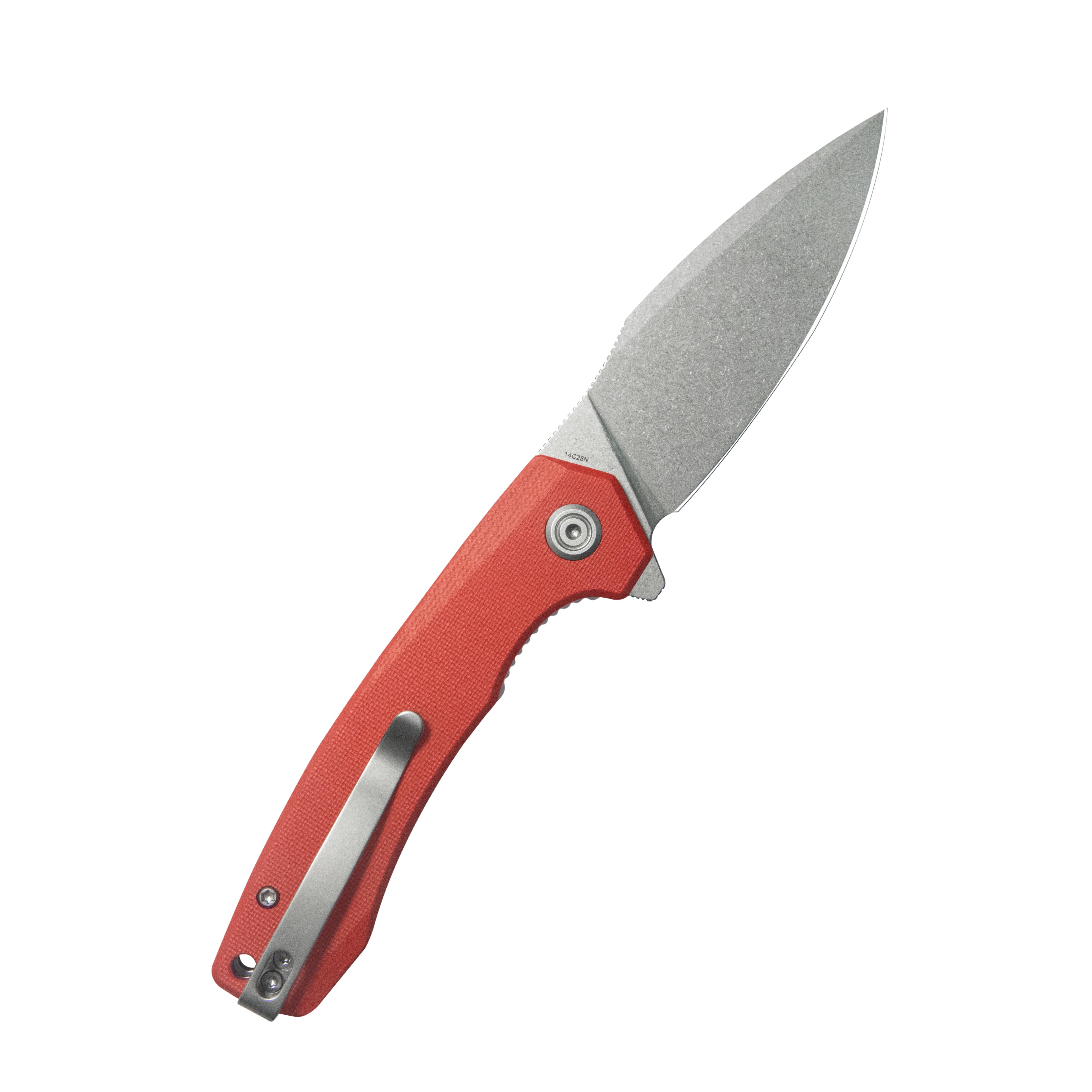 Calyce Liner Lock Flipper Folding Knife Red G10 Handle 3.27" Bead Blasted 14C28N KU901V