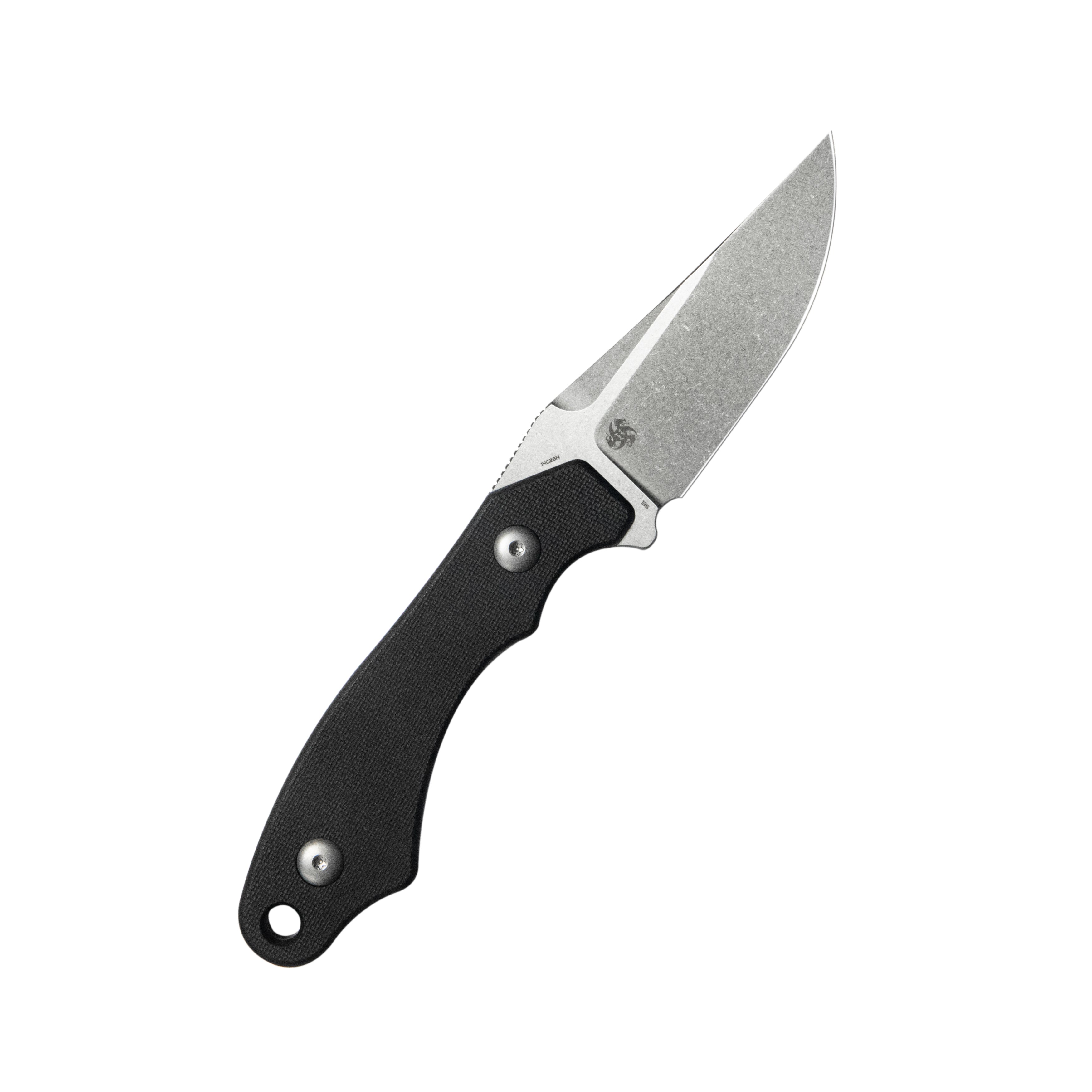 TLB II Clip Point EDC Fixed Blade Knife Black G10 2.8" Beadblast 14C28N with Kydex Sheath KU468A