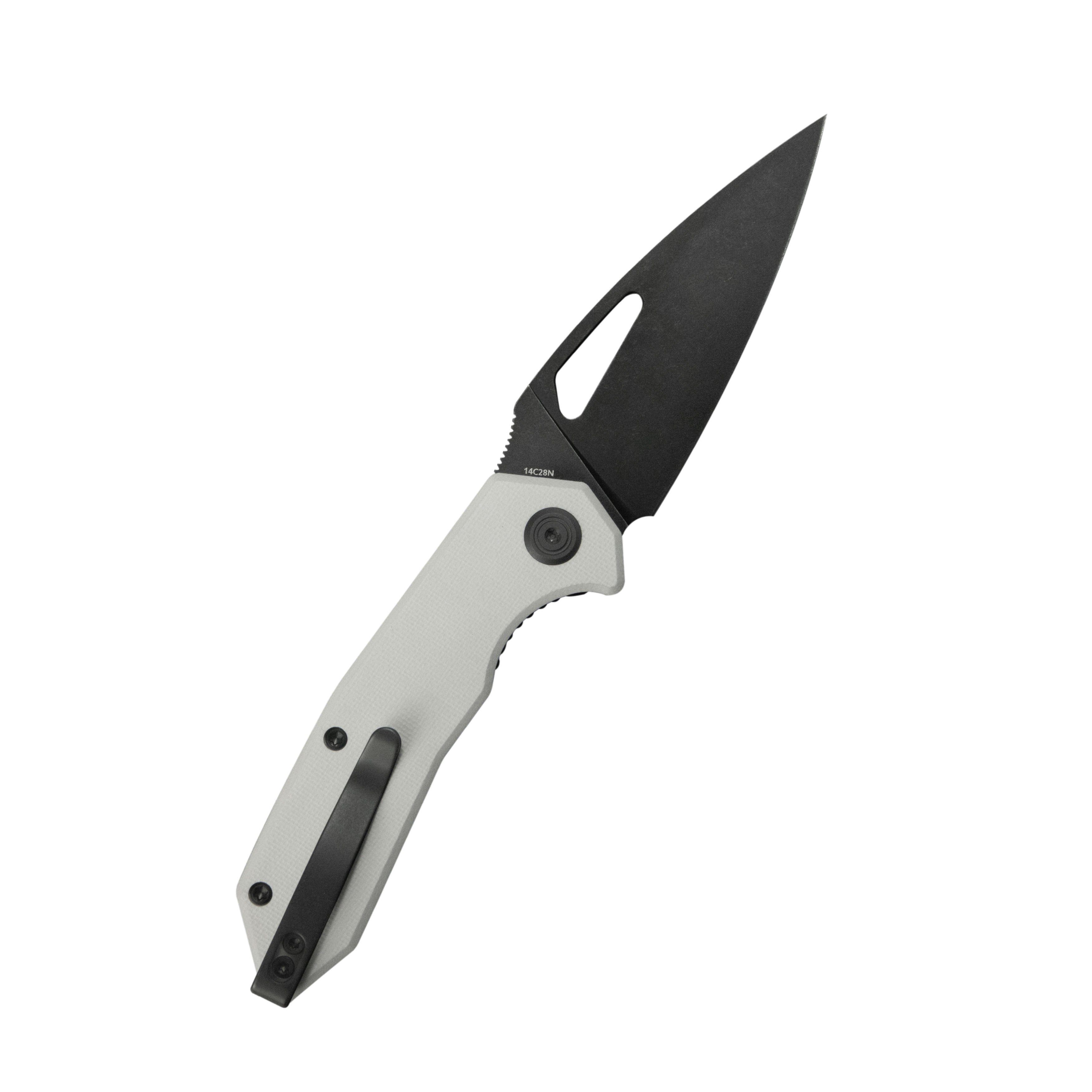 Kubey Coeus Liner Lock Thumb Open Folding Knife White G10 Handle EDC knives 3.11" Blackwash 14C28N KU122Z