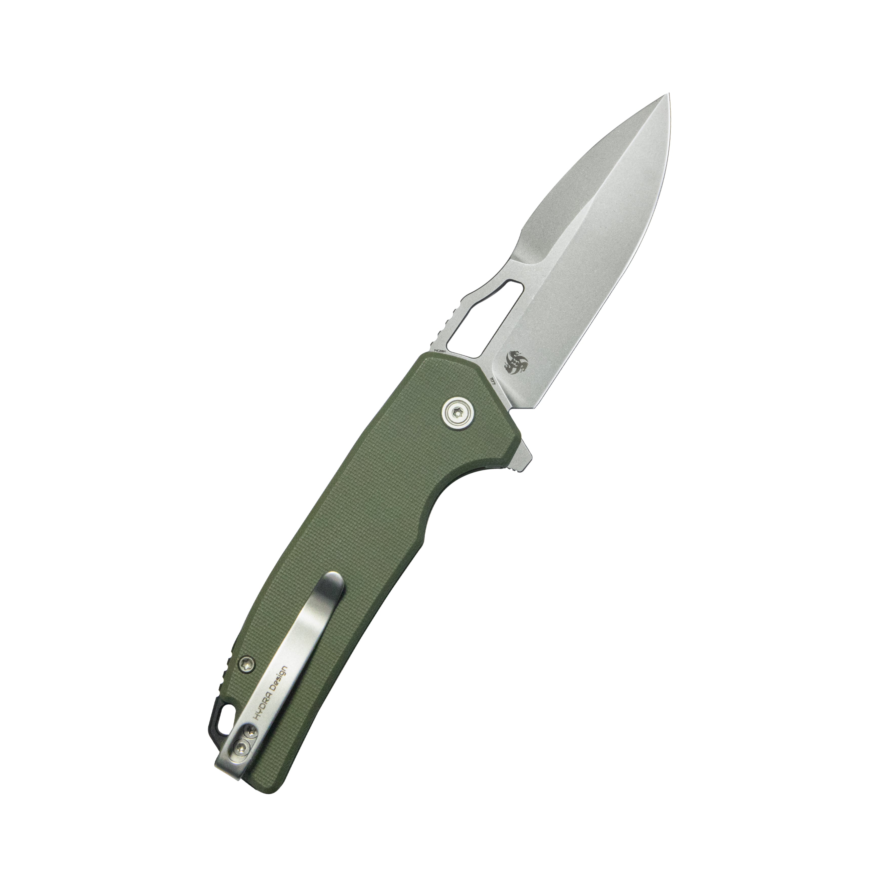 Kubey RDF Pocket Knife Green G-10 Handle 3.11" Bead Blasted 14C28N Blade Knife KU316I