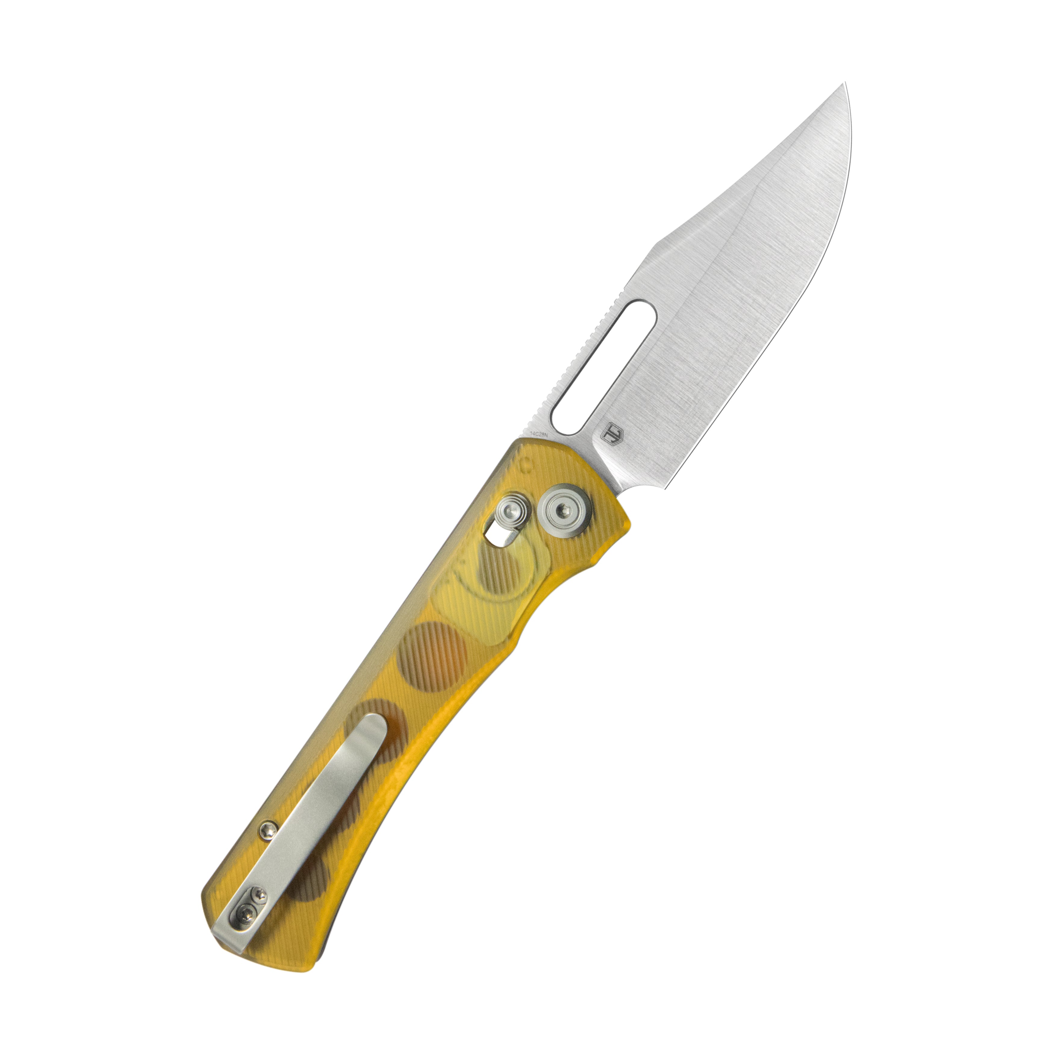 Kubey TBO Crossbar Crossbar lock Everyday Carry Folding Knife Ultem Handle 3.1" Satin 14C28N KU396C