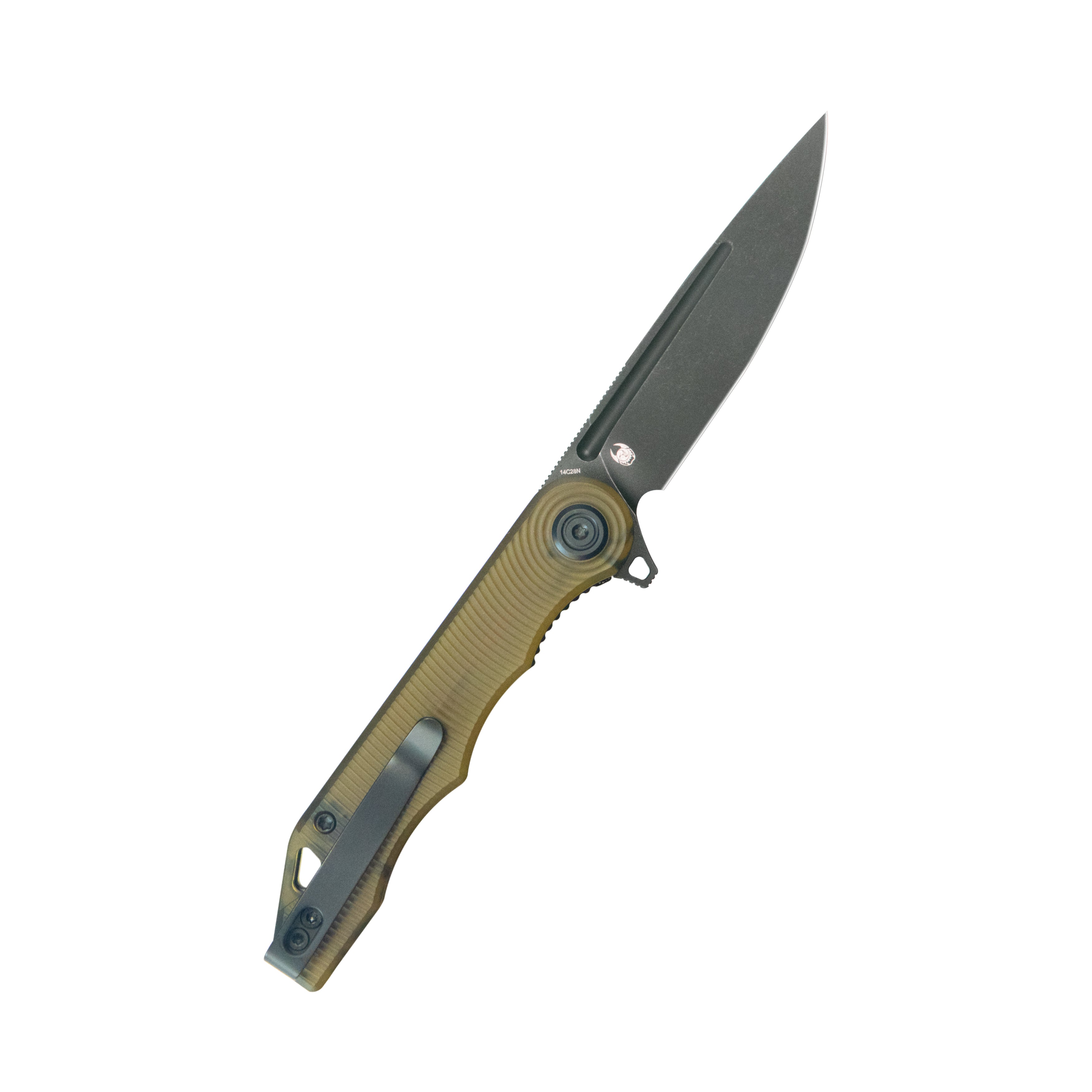 Mizo Liner Lock Flipper Folding Knife Ultem Handle 3.15" Blackwash 14C28N KU312W