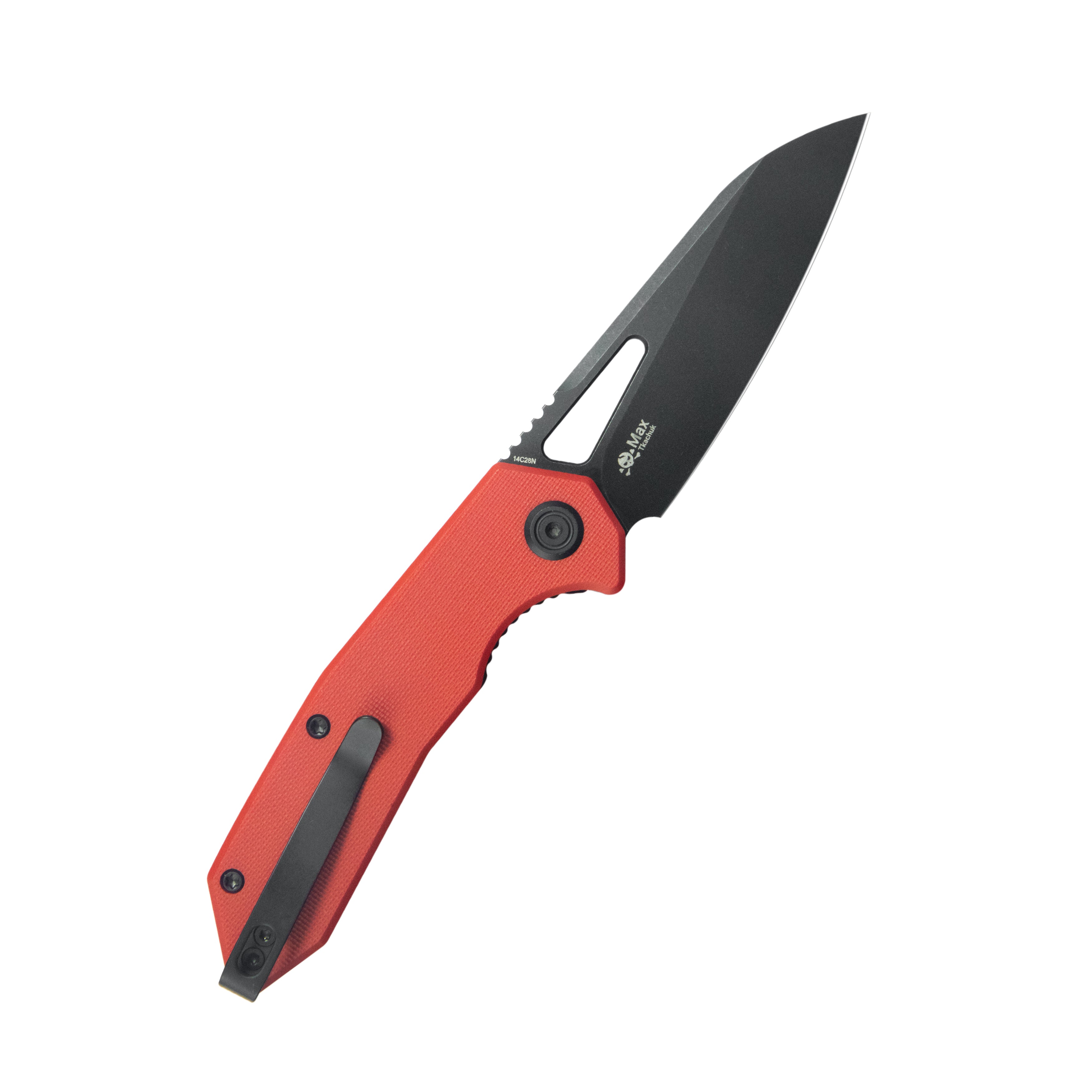 Kubey Vagrant Liner Lock Folding Knife Red G10 Handle 3.1" Blackwash 14C28N KU291K