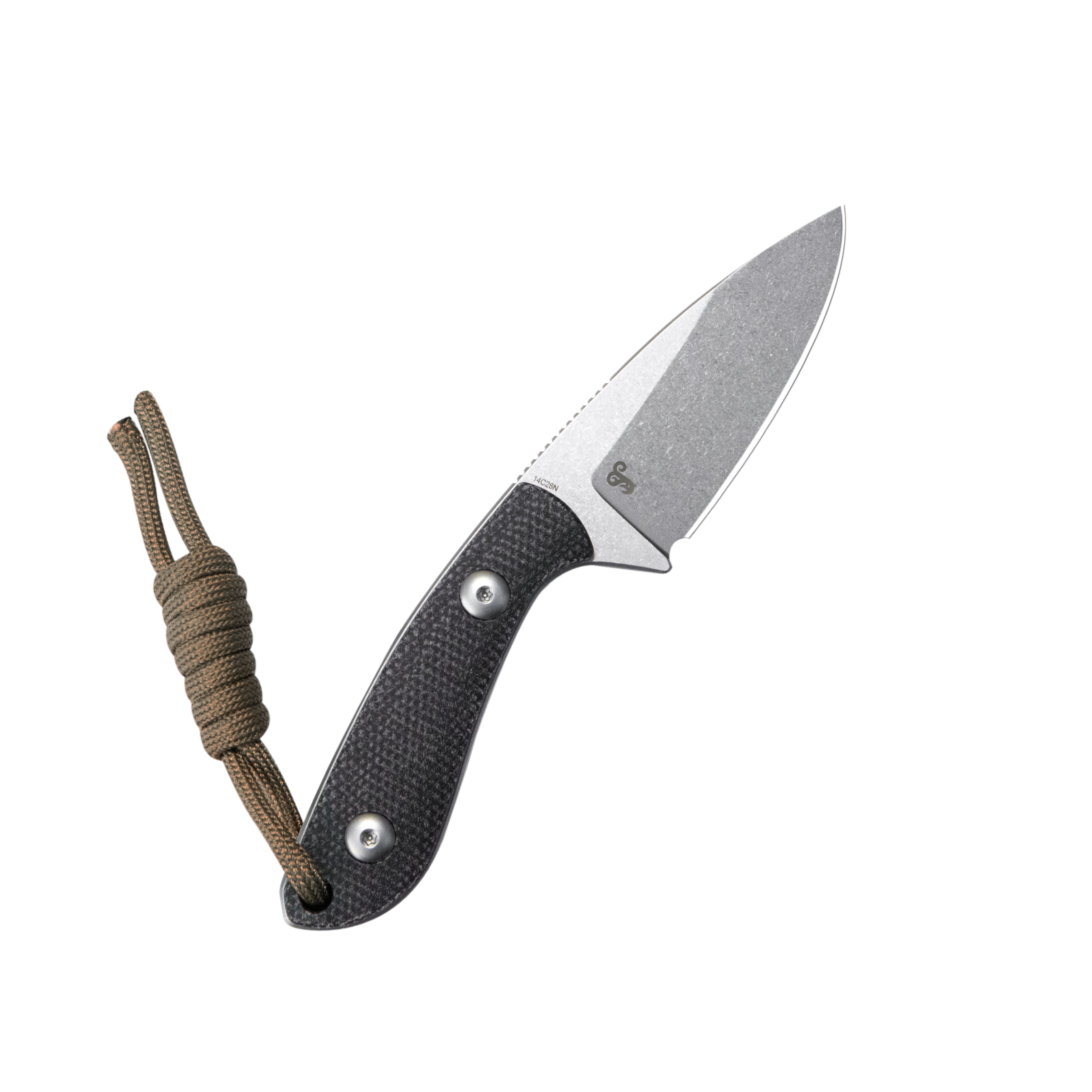Kubey Bloom Fixed Blade Knife Black Coarse Micarta Handle 2.60" Beadblast 14C28N Blade KU411A