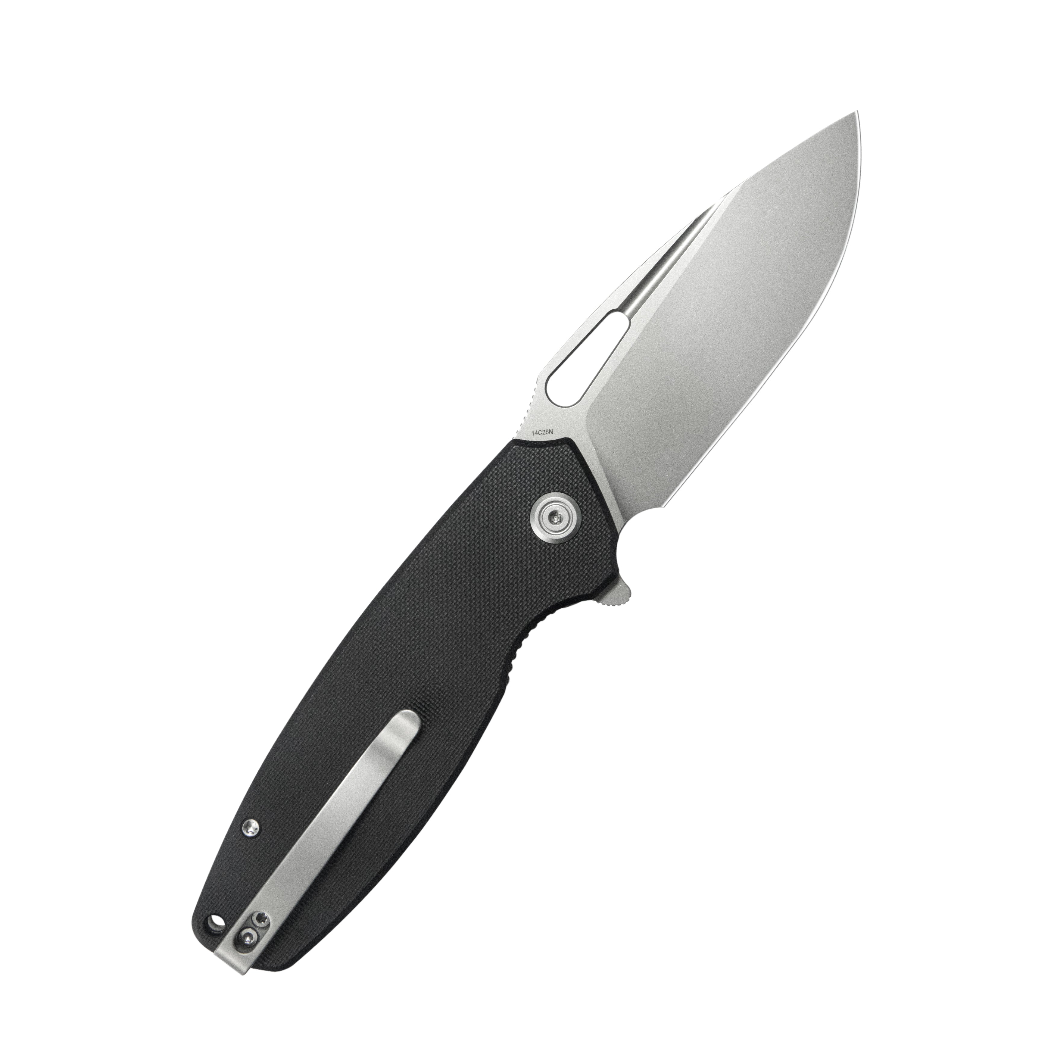 Kubey Tityus Liner Lock Flipper Folding Knife Black G10 Handle 3.39" Beadblast 14C28N KU322O