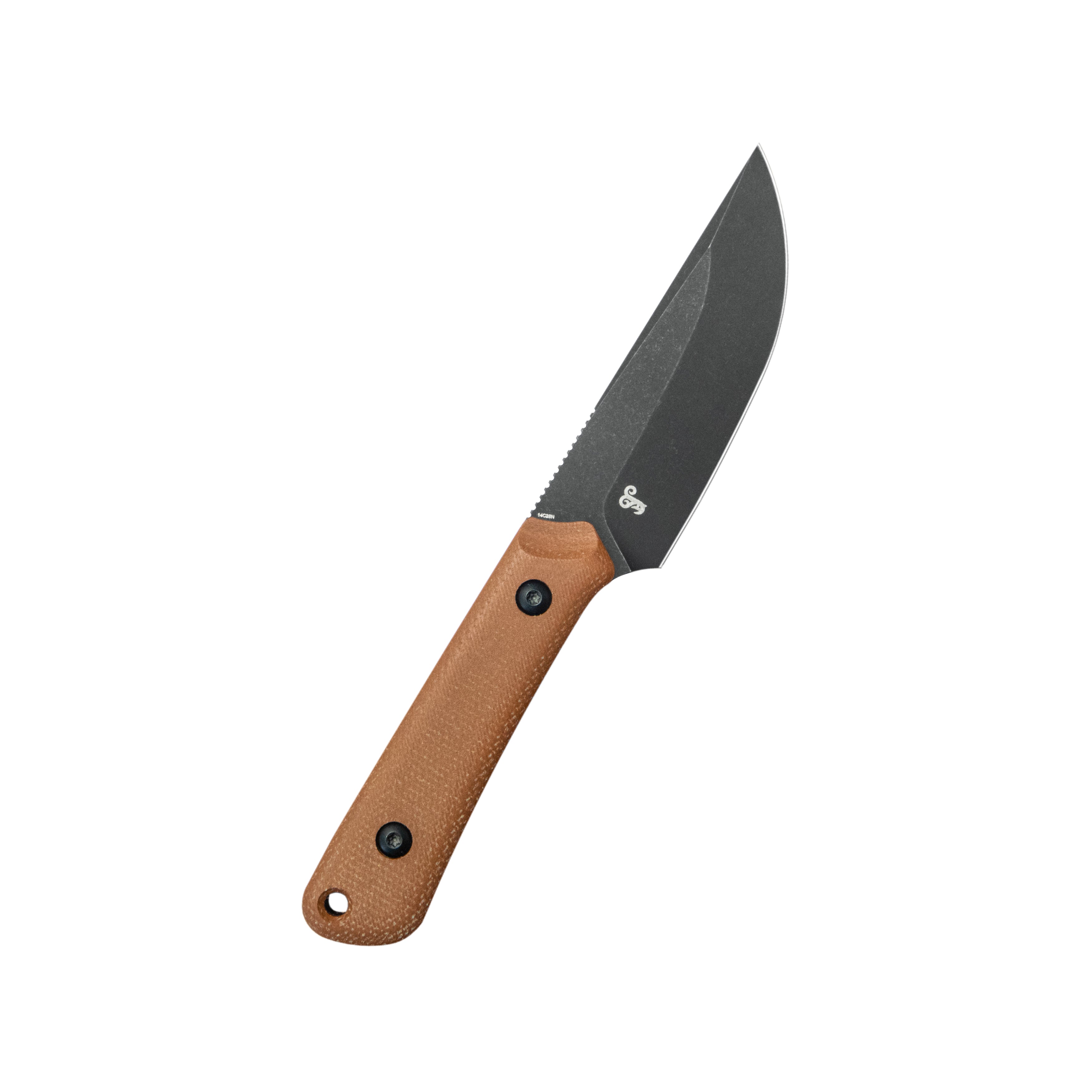 Kubey Thorn Fixed Blade Knife Brown Micarta Handle 2.8" Blackwash 14C28N Blade KU413F