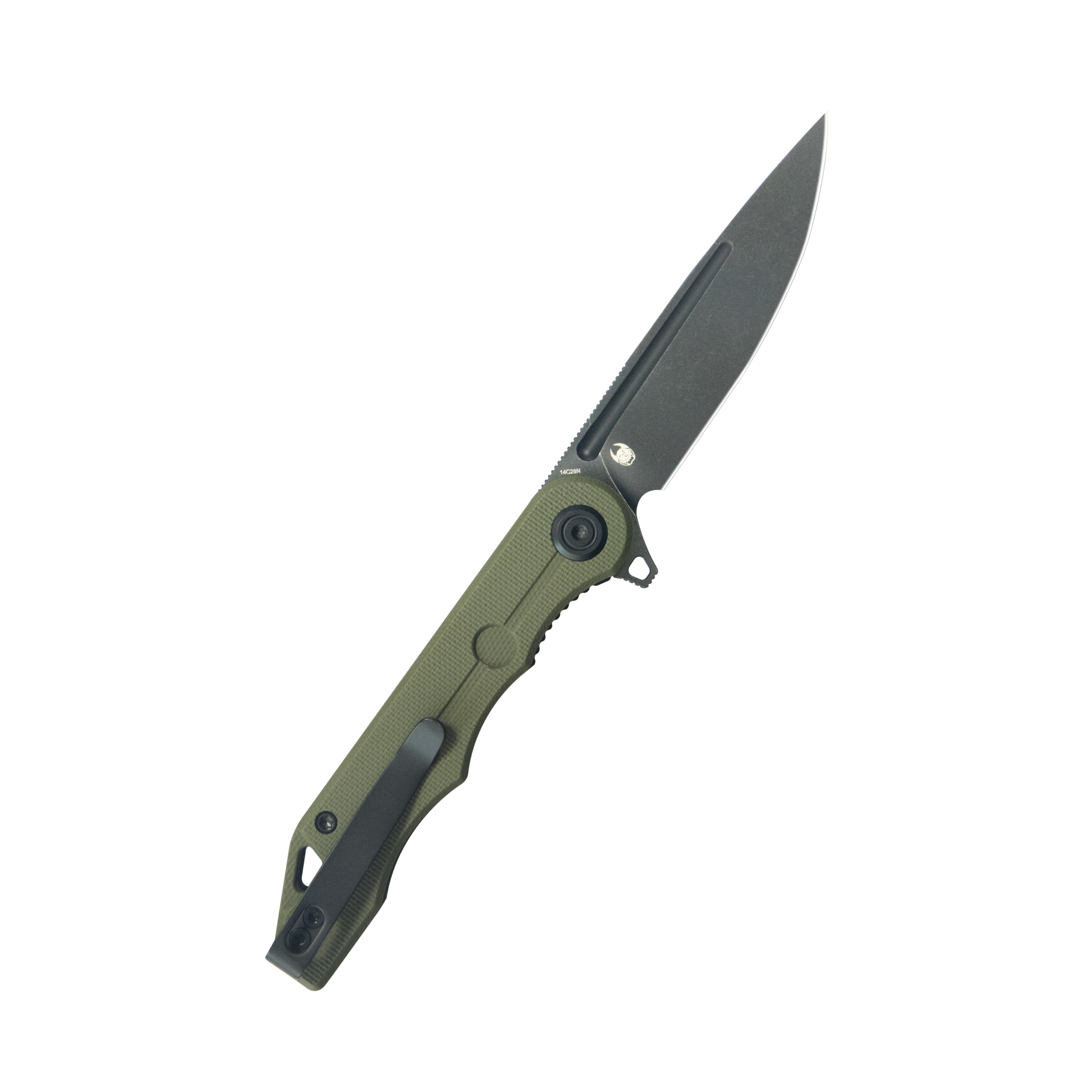 Mizo Liner Lock Flipper Folding Knife Green G10 Handle 3.15" Blackwash 14C28N KU312T