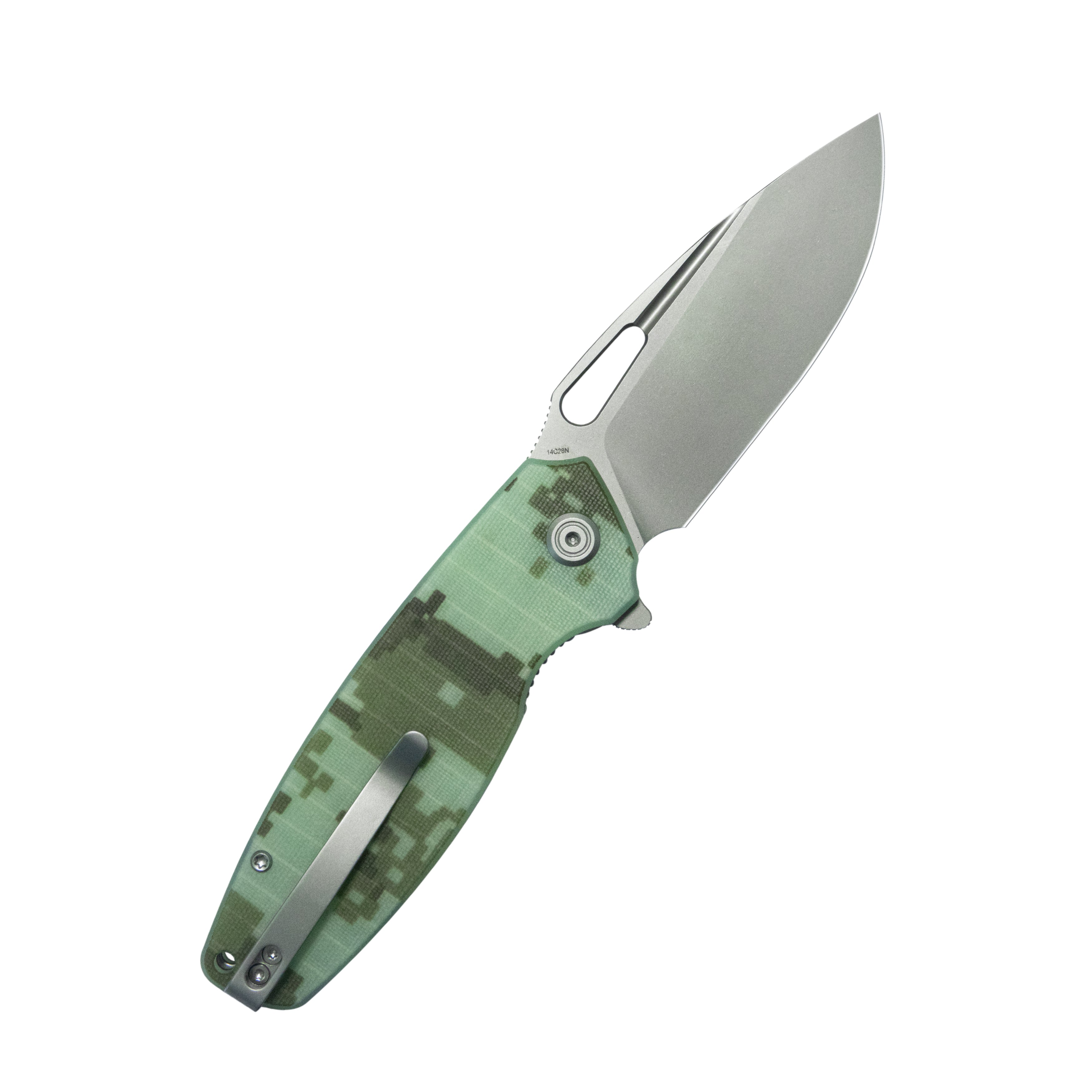 Kubey Tityus Liner Lock Flipper Folding Knife Como G10 Handle 3.39" Beadblast 14C28N KU322Q