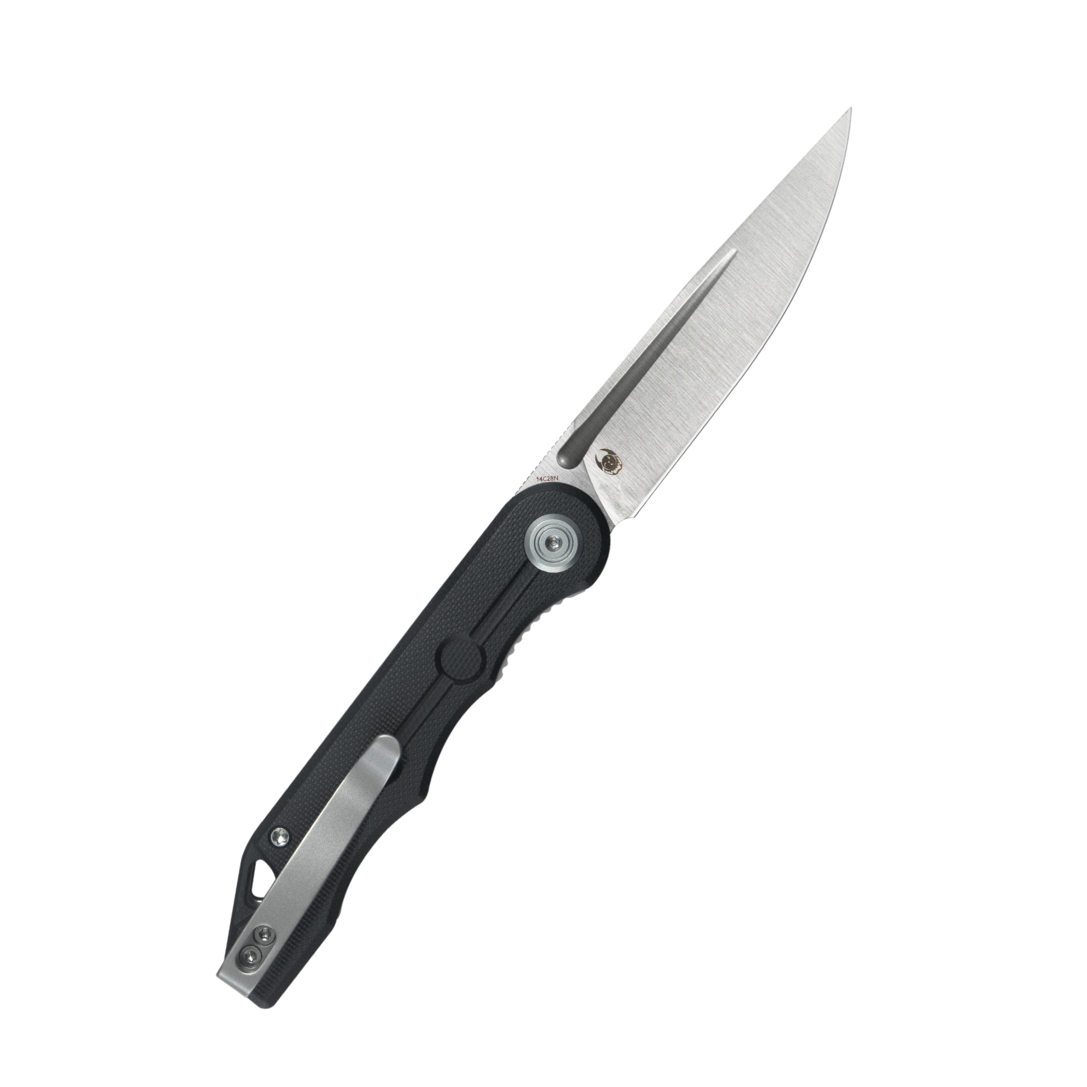 Kubey Mizo Liner Lock Front Flipper Folding Knife Black G10 Handle 3.15" Satin 14C28N KU2101A