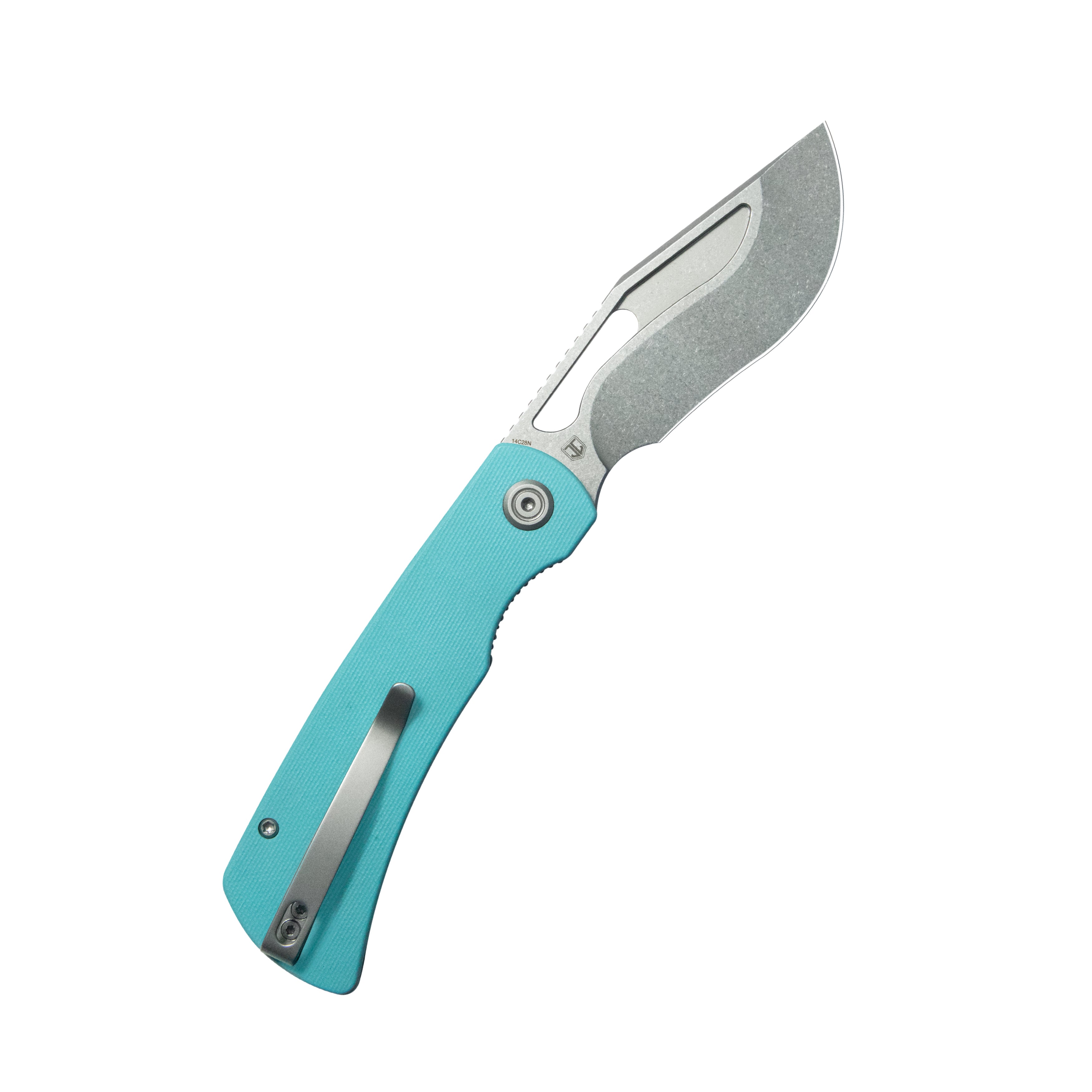 Kubey Gurkha EDC Folding Knife Tiffany Blue G-10 Handle 3.50" Beadblast Sandvik 14C28N Blade Knife KU397B