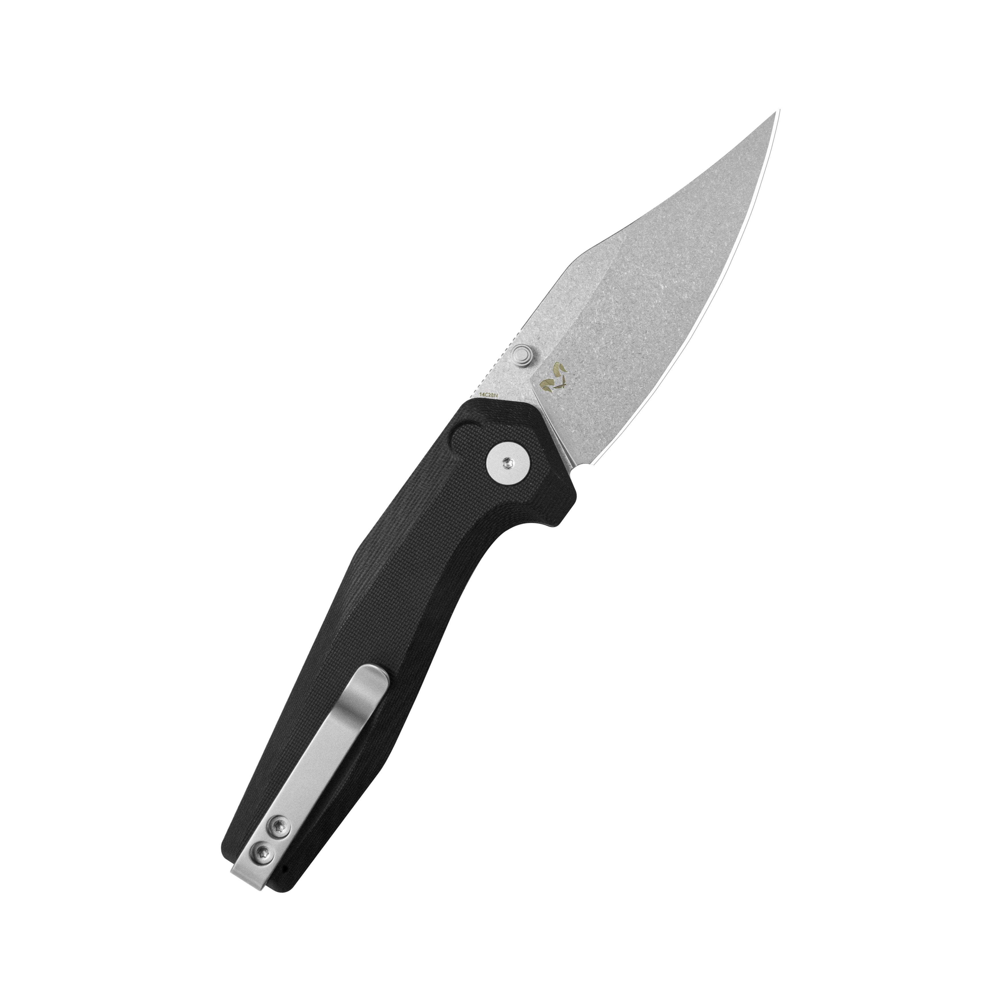 Kubey Hades Folding Knife Black G-10 Handle 3.43'' Stonewashed 14C28N Blade KU394A