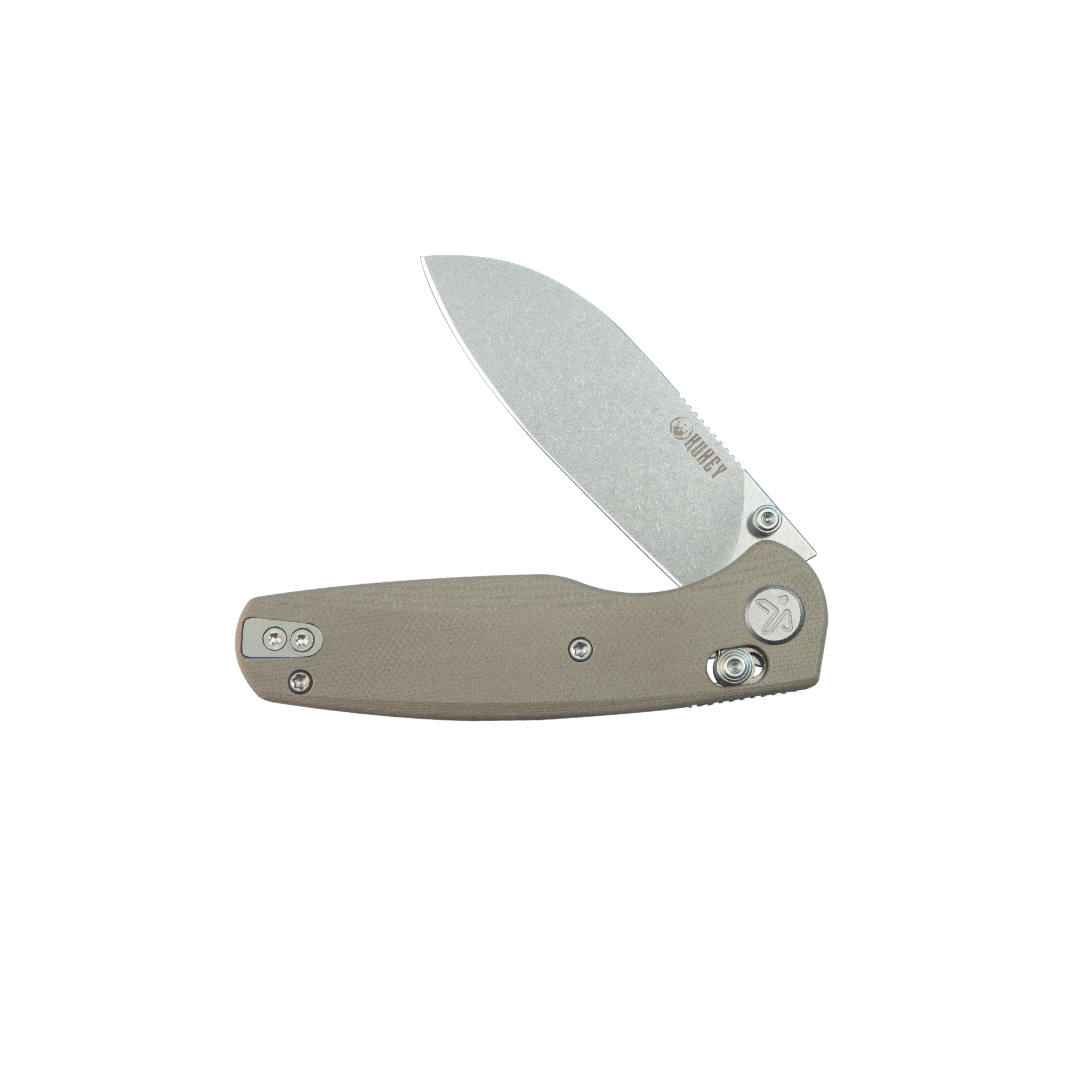 Kubey Breeze Every Carry Pocket Knife Crossbar Lock Tan G10 Handle 3.03" Stonewash 14C28N Blade KU288C