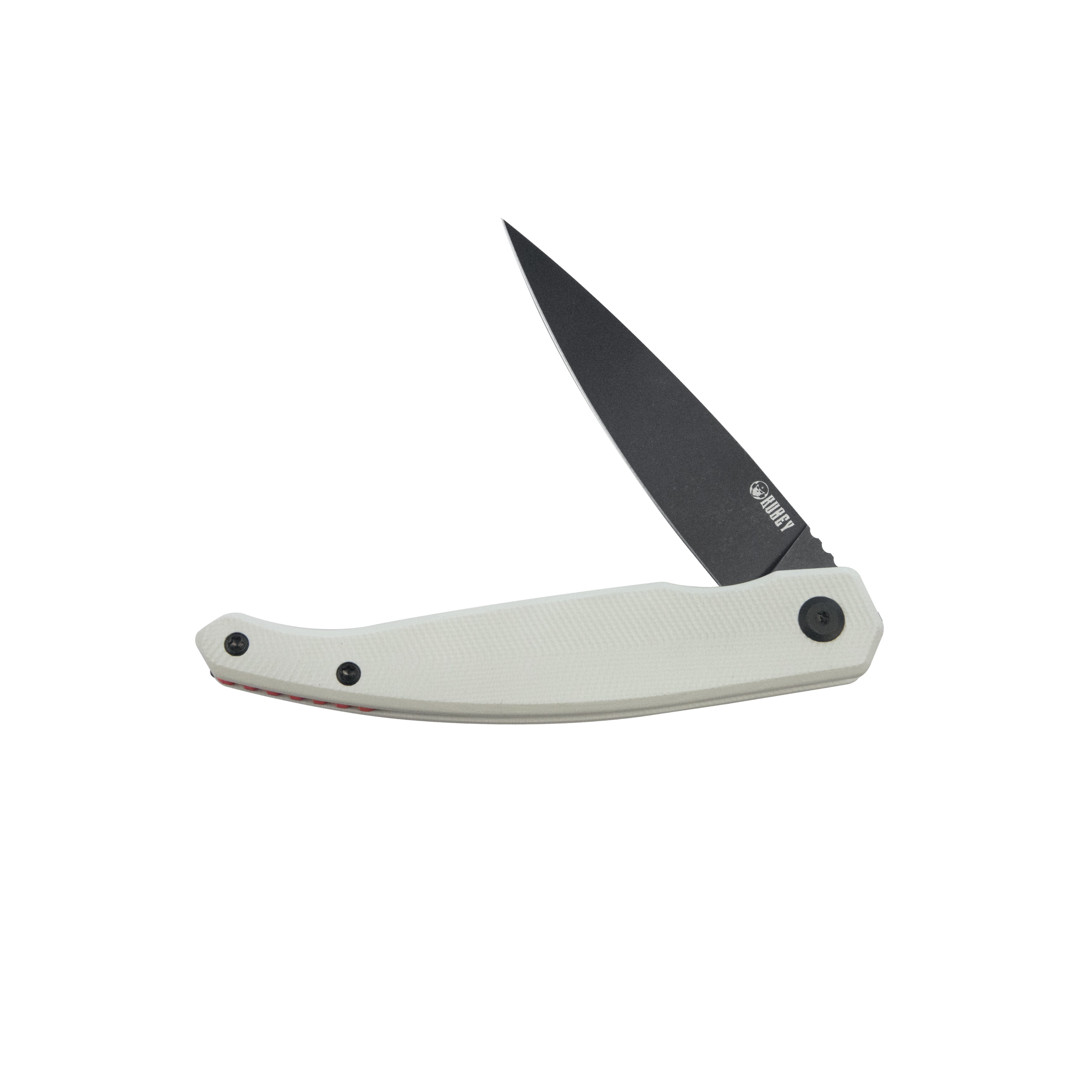 Kubey MOS Outdoor Flipper Folding Knife White G-10 Handle 3.27" Blackwash 14C28N Blade KU361B