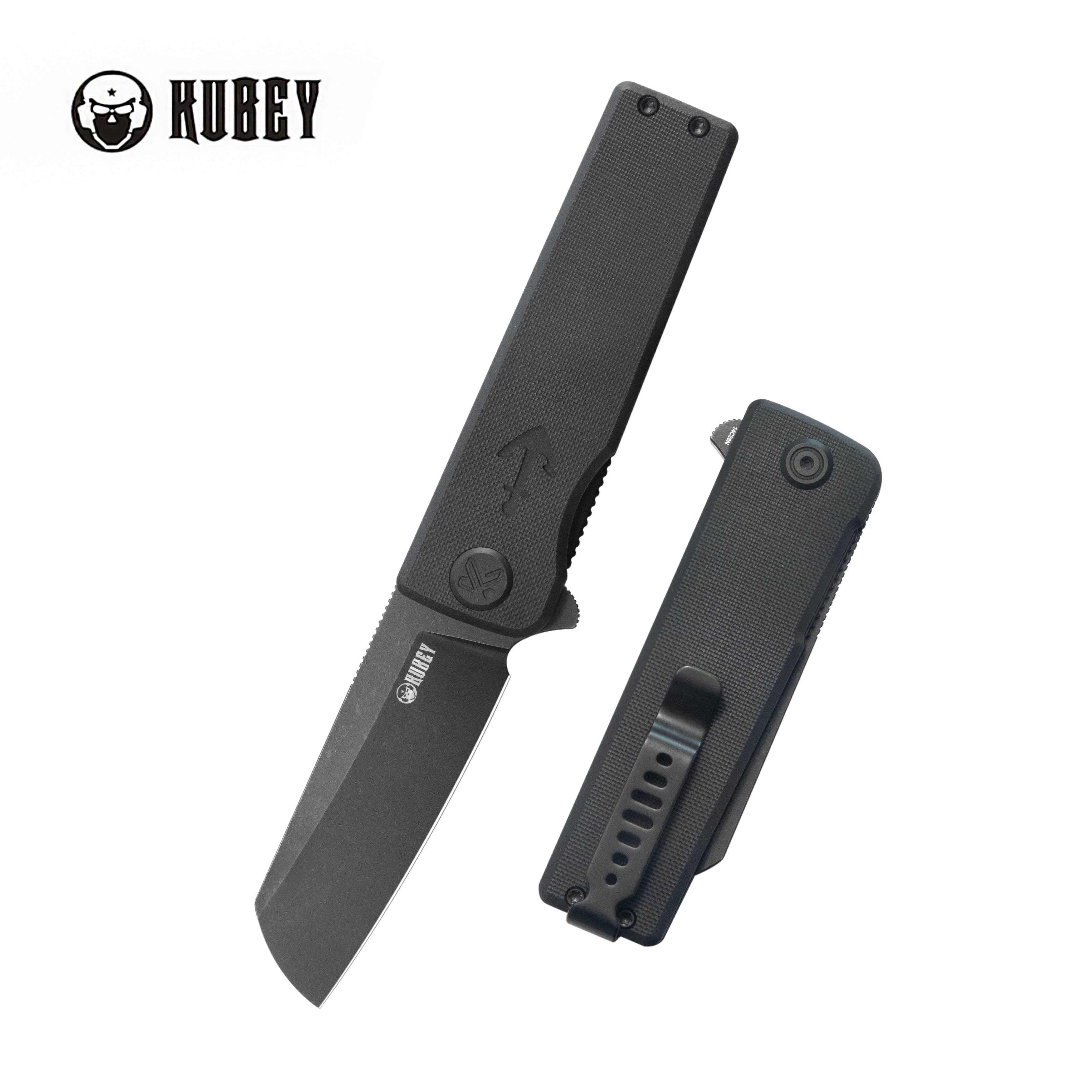Kubey Sailor Liner Lock Flipper Outdoor Folding Knife Black G10 Handle 3.11" Blackwash 14C28N Blade KU317I