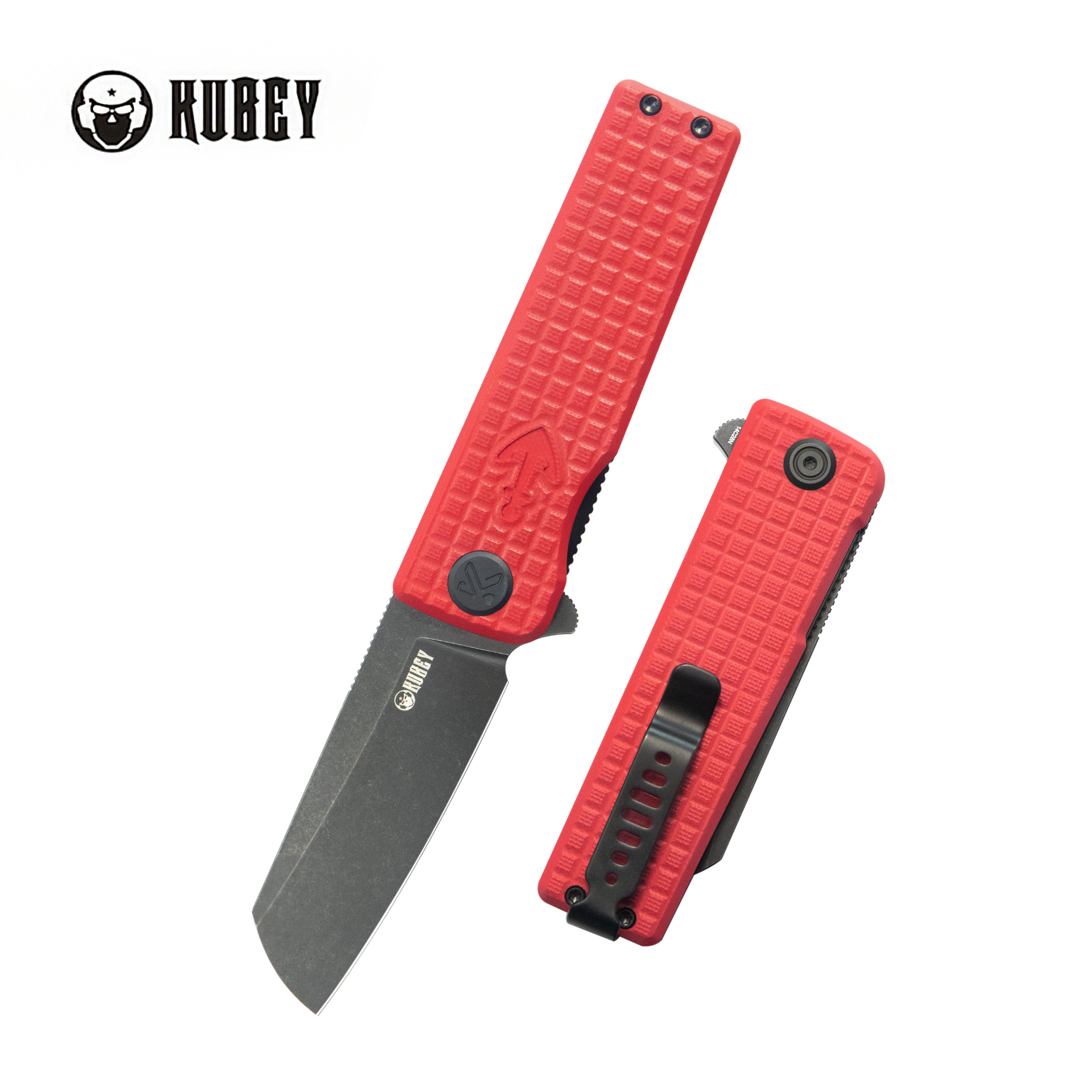 Kubey Sailor Liner Lock Flipper Outdoor Folding Knife Red G10 Handle 3.11" Blackwash 14C28N Blade KU317K