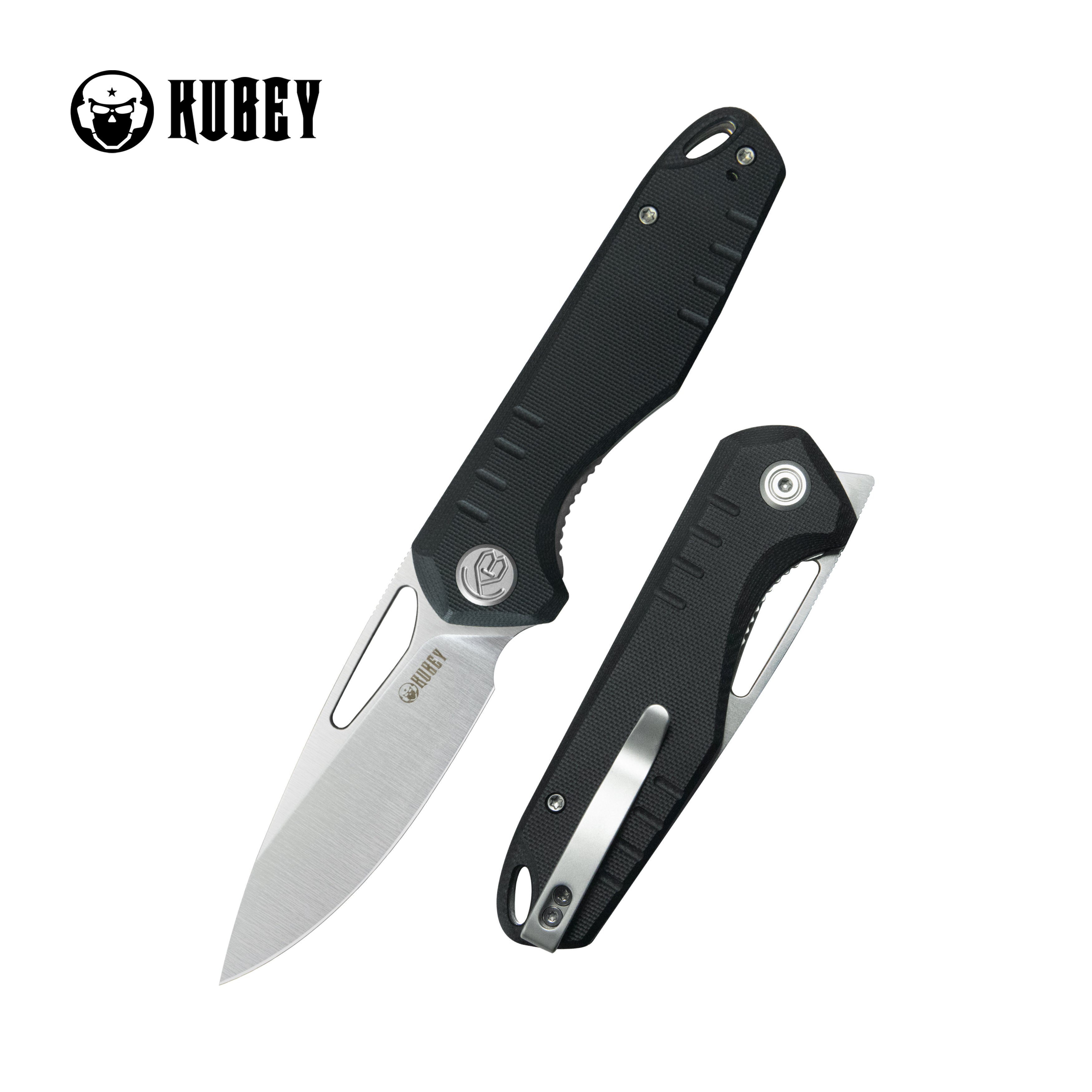 Kubey Doris Liner Lock Front Flipper Folding Knife Black G10 Handle 3.27" Satin Finish 14C28N KU324I