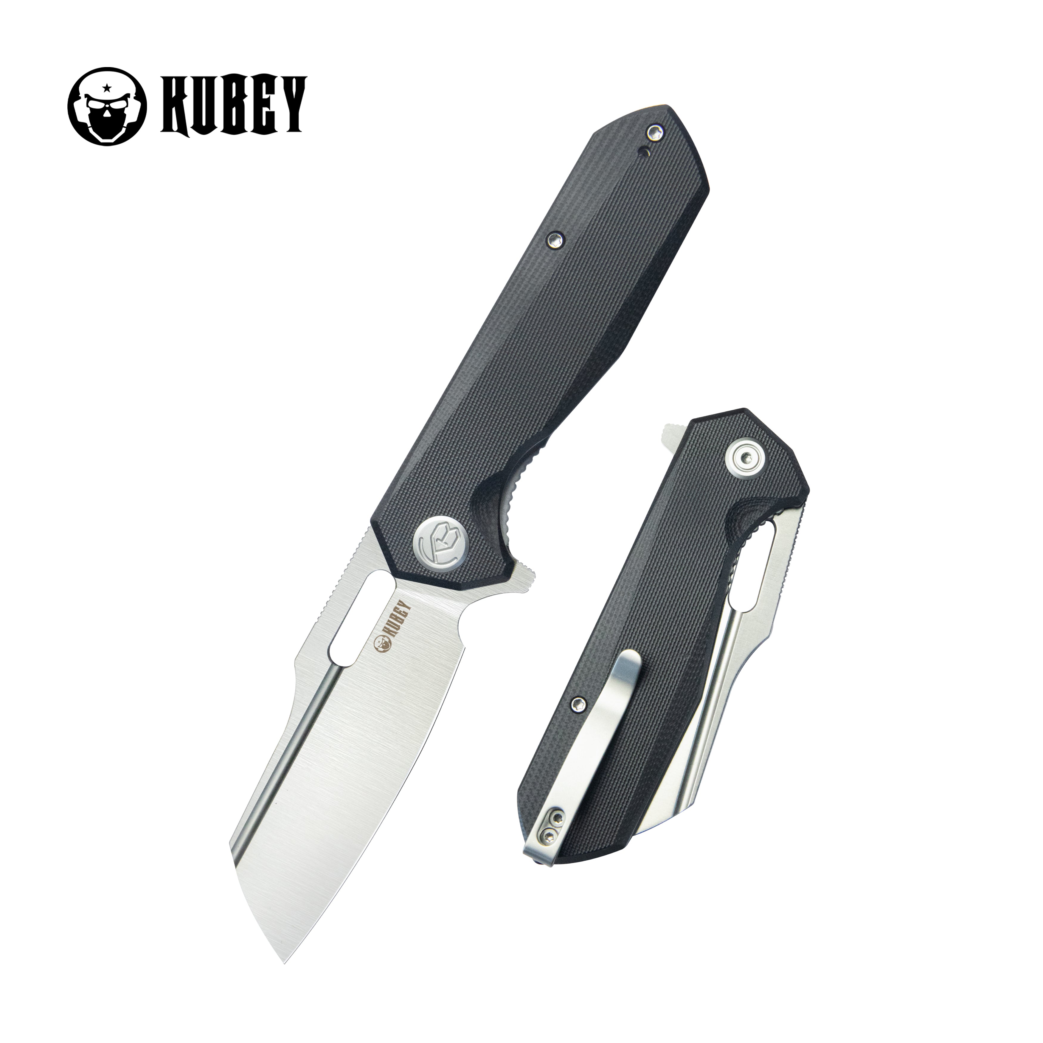 Kubey Atlas Liner Lock Folding Knife Black G10 Handle 3.31" Satin 14C28N KU328D
