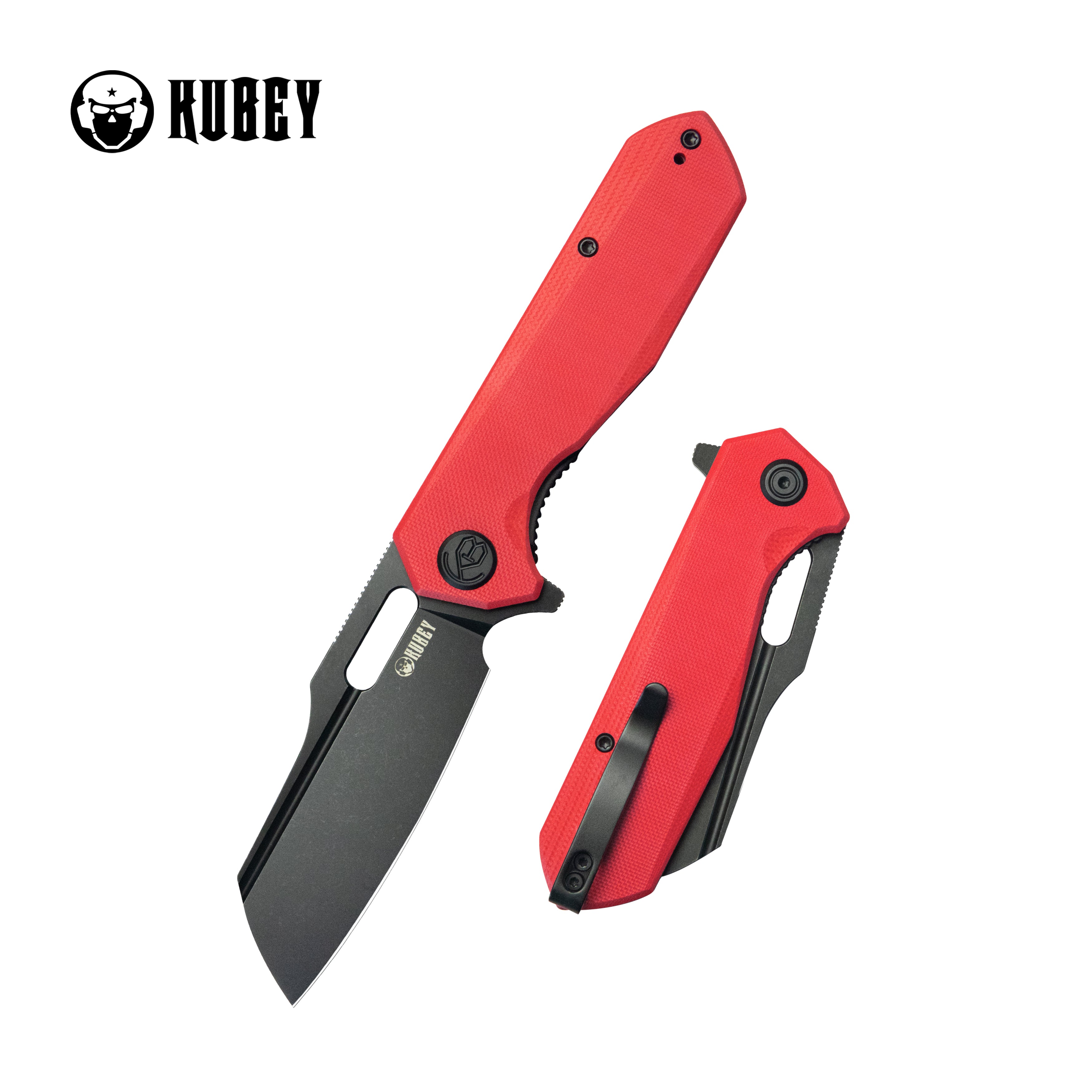 Kubey Atlas Liner Lock Folding Knife Red G10 Handle 3.31" Blackwash 14C28N KU328F